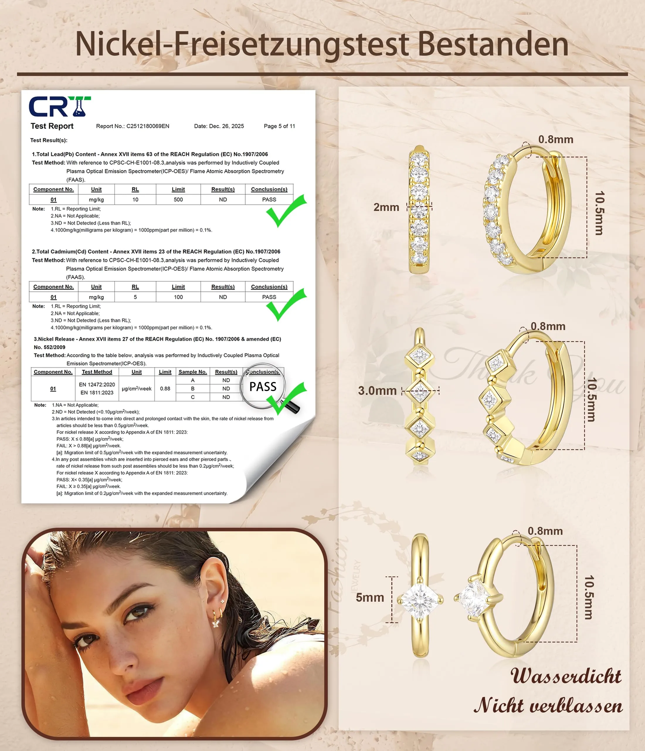 ZOERAY 3Paia Orecchini Donna Argento 925 Oro Placcato 18K Orecchini Cerchio Argento Pendenti con Punto Luce Set Orecchini Bambina Anallergici Impilabile Helix Piercing Regalo per Più Piercing Orecchio - immagine 5