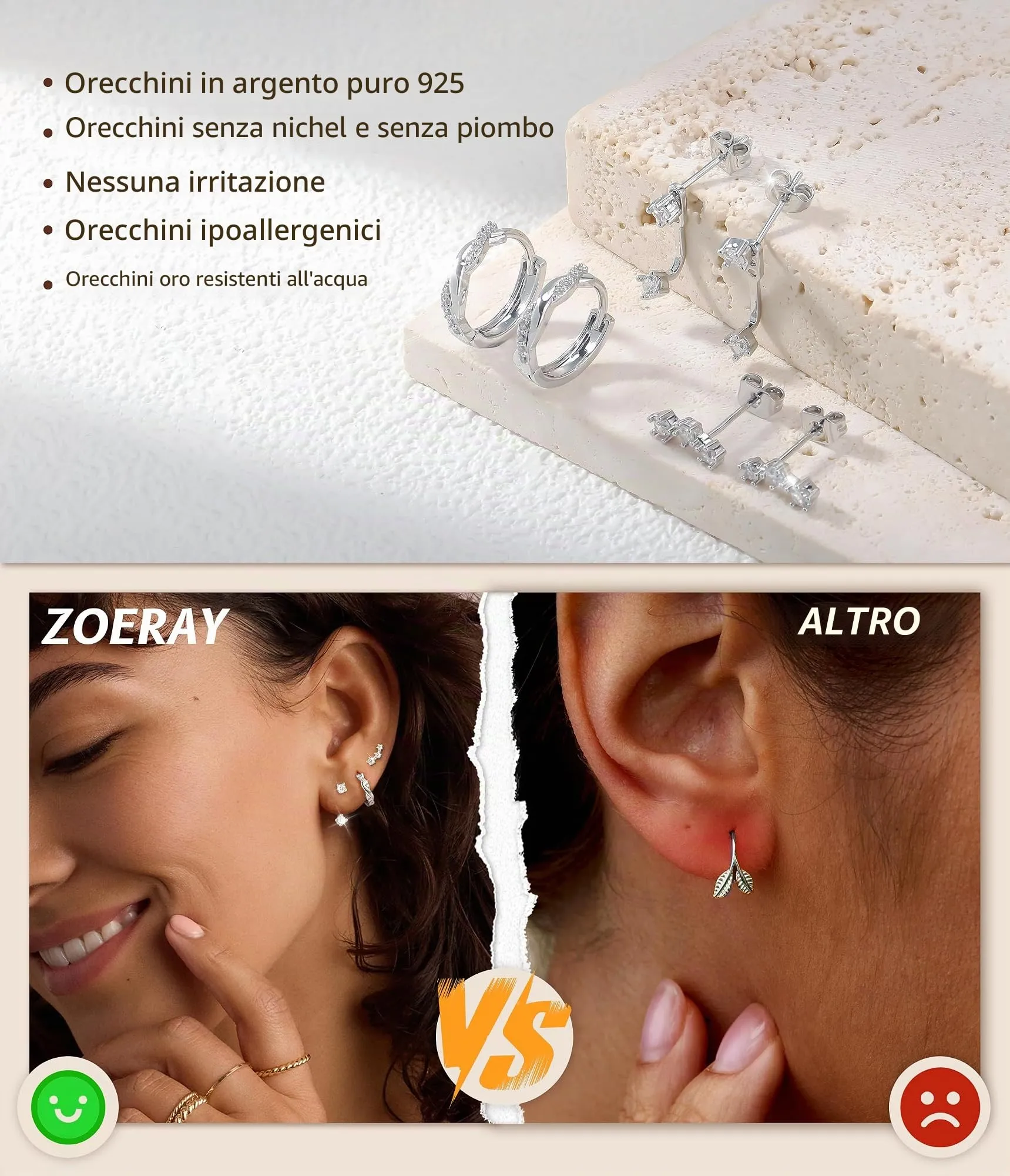 ZOERAY 3Paia Orecchini Donna Argento 925 Oro Placcato 18K Orecchini Cerchio Argento Pendenti con Punto Luce Set Orecchini Bambina Anallergici Impilabile Helix Piercing Regalo per Più Piercing Orecchio - immagine 4