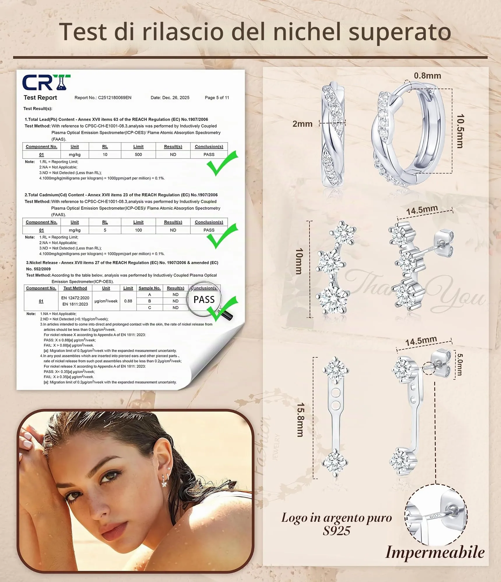 ZOERAY 3Paia Orecchini Donna Argento 925 Oro Placcato 18K Orecchini Cerchio Argento Pendenti con Punto Luce Set Orecchini Bambina Anallergici Impilabile Helix Piercing Regalo per Più Piercing Orecchio - immagine 5