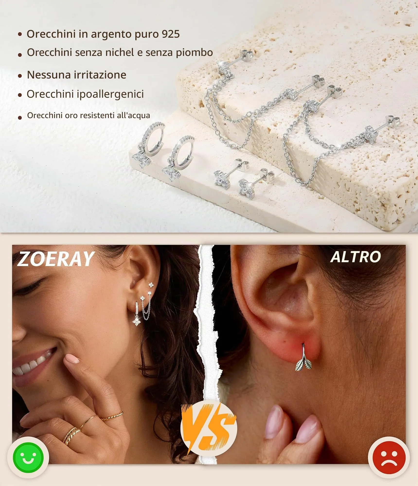 ZOERAY 3Paia Orecchini Donna Argento 925 Oro Placcato 18K Orecchini Cerchio Argento Pendenti con Punto Luce Set Orecchini Bambina Anallergici Impilabile Helix Piercing Regalo per Più Piercing Orecchio - immagine 4