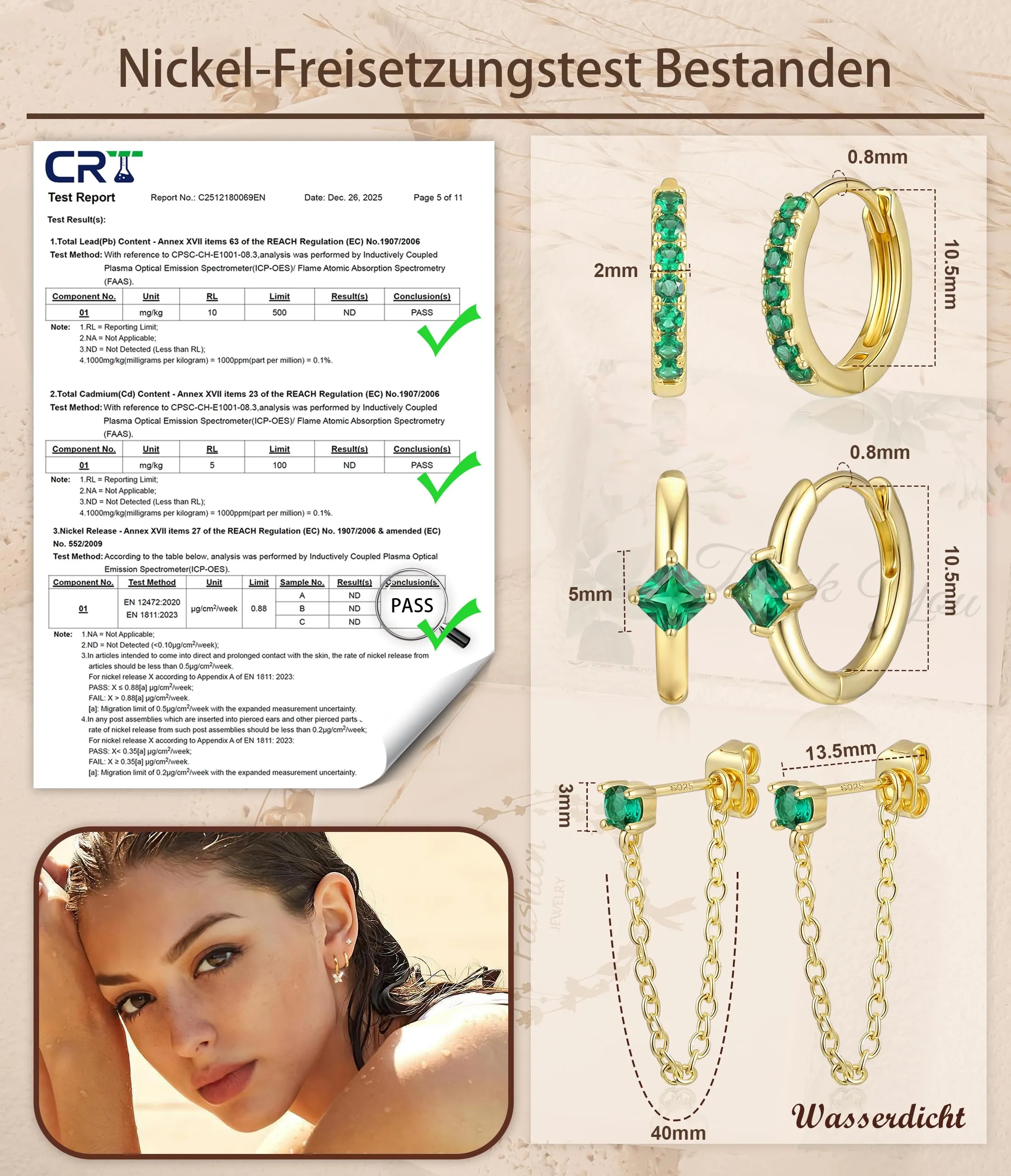 ZOERAY 3Paia Orecchini Donna Argento 925 Oro Placcato 18K Orecchini Cerchio Argento Pendenti con Punto Luce Set Orecchini Bambina Anallergici Impilabile Helix Piercing Regalo per Più Piercing Orecchio - immagine 5