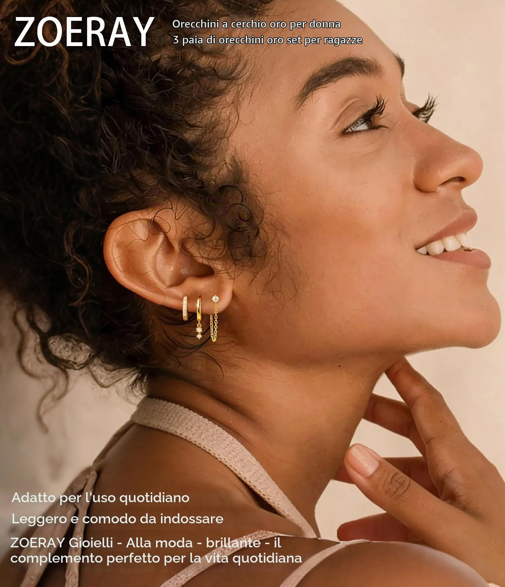 ZOERAY 3Paia Orecchini Donna Argento 925 Oro Placcato 18K Orecchini Cerchio Argento Pendenti con Punto Luce Set Orecchini Bambina Anallergici Impilabile Helix Piercing Regalo per Più Piercing Orecchio - immagine 2