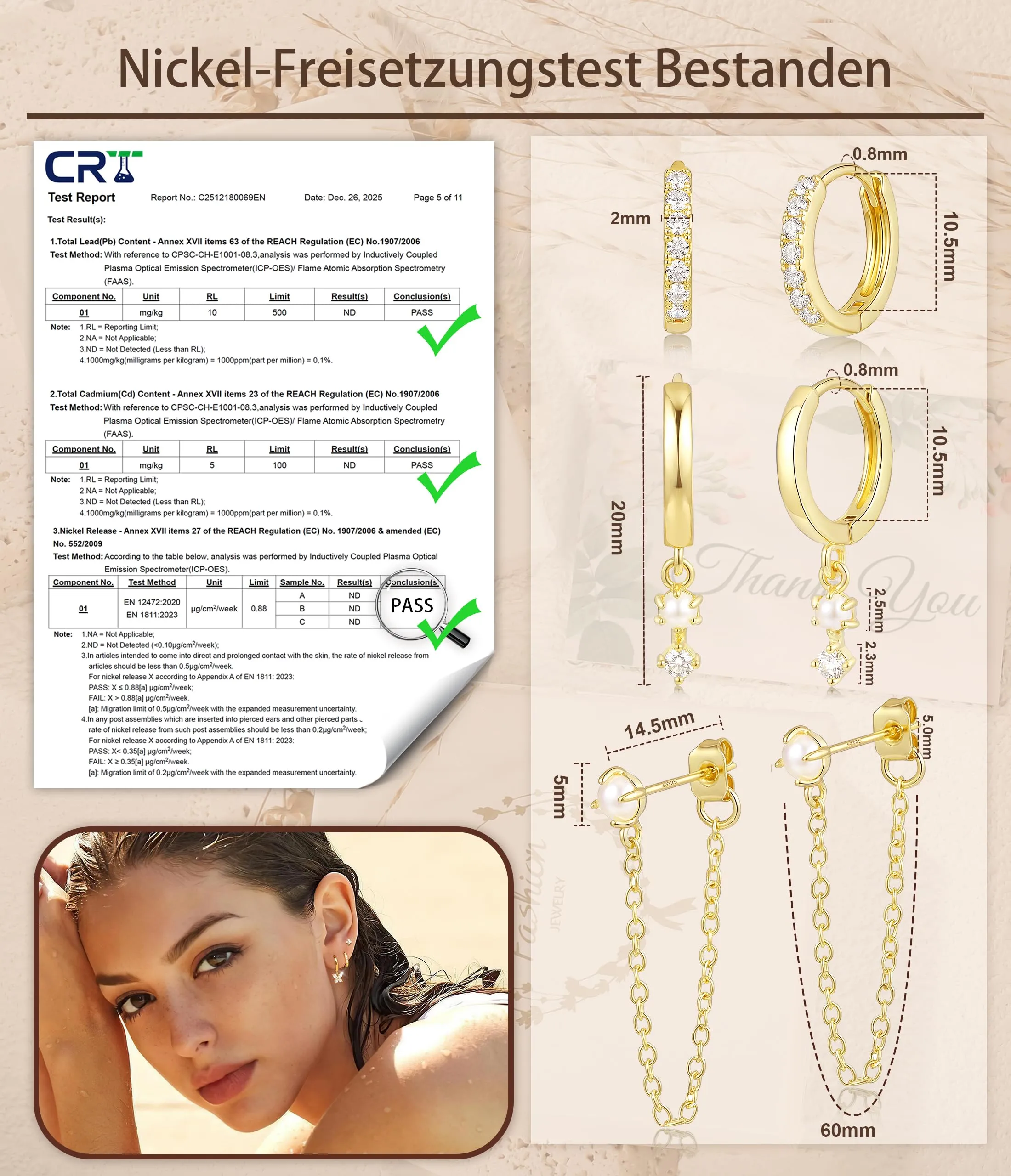 ZOERAY 3Paia Orecchini Donna Argento 925 Oro Placcato 18K Orecchini Cerchio Argento Pendenti con Punto Luce Set Orecchini Bambina Anallergici Impilabile Helix Piercing Regalo per Più Piercing Orecchio - immagine 5