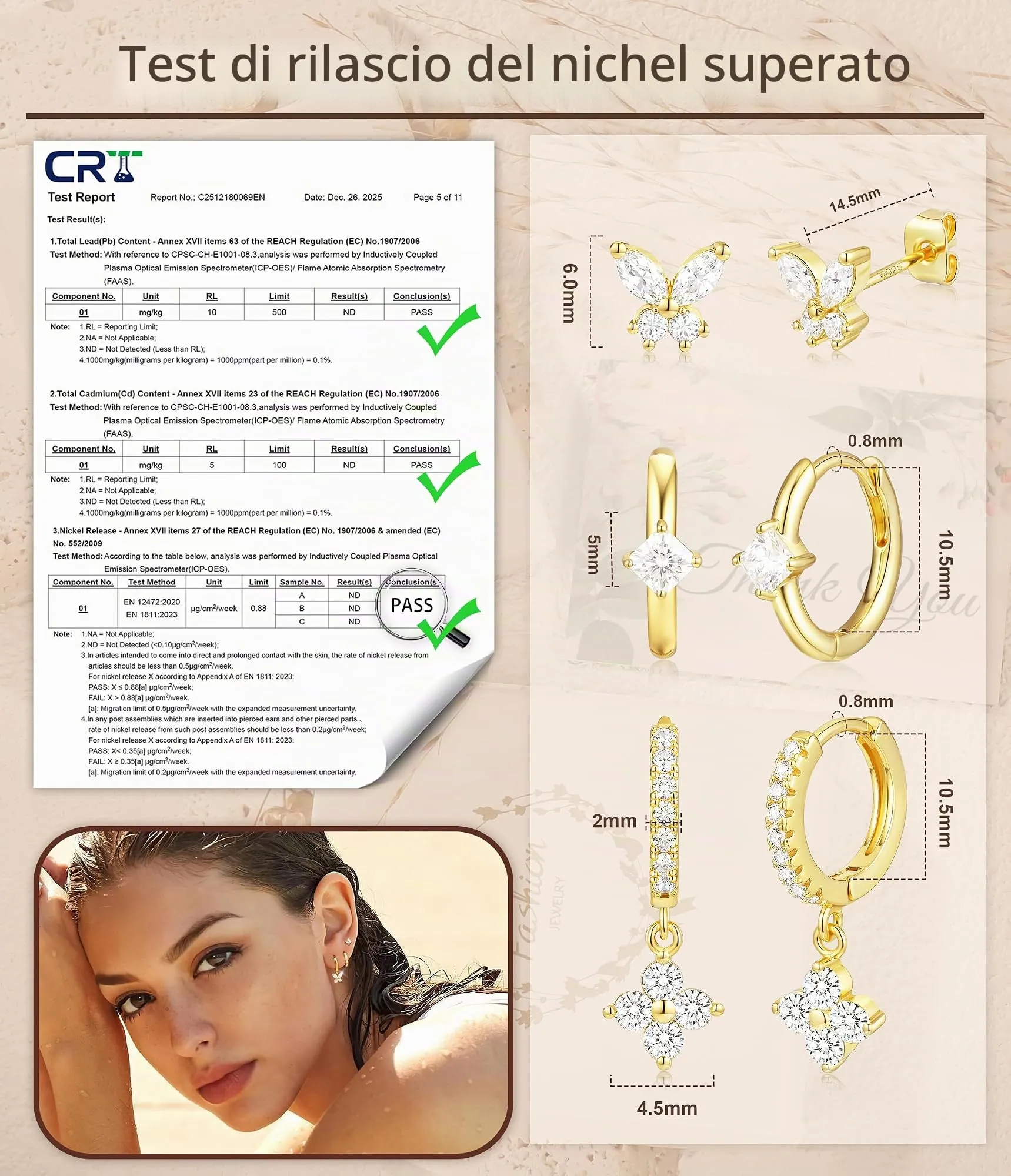 ZOERAY 3Paia Orecchini Donna Argento 925 Oro Placcato 18K Orecchini Cerchio Argento Pendenti con Punto Luce Set Orecchini Bambina Anallergici Impilabile Helix Piercing Regalo per Più Piercing Orecchio - immagine 5