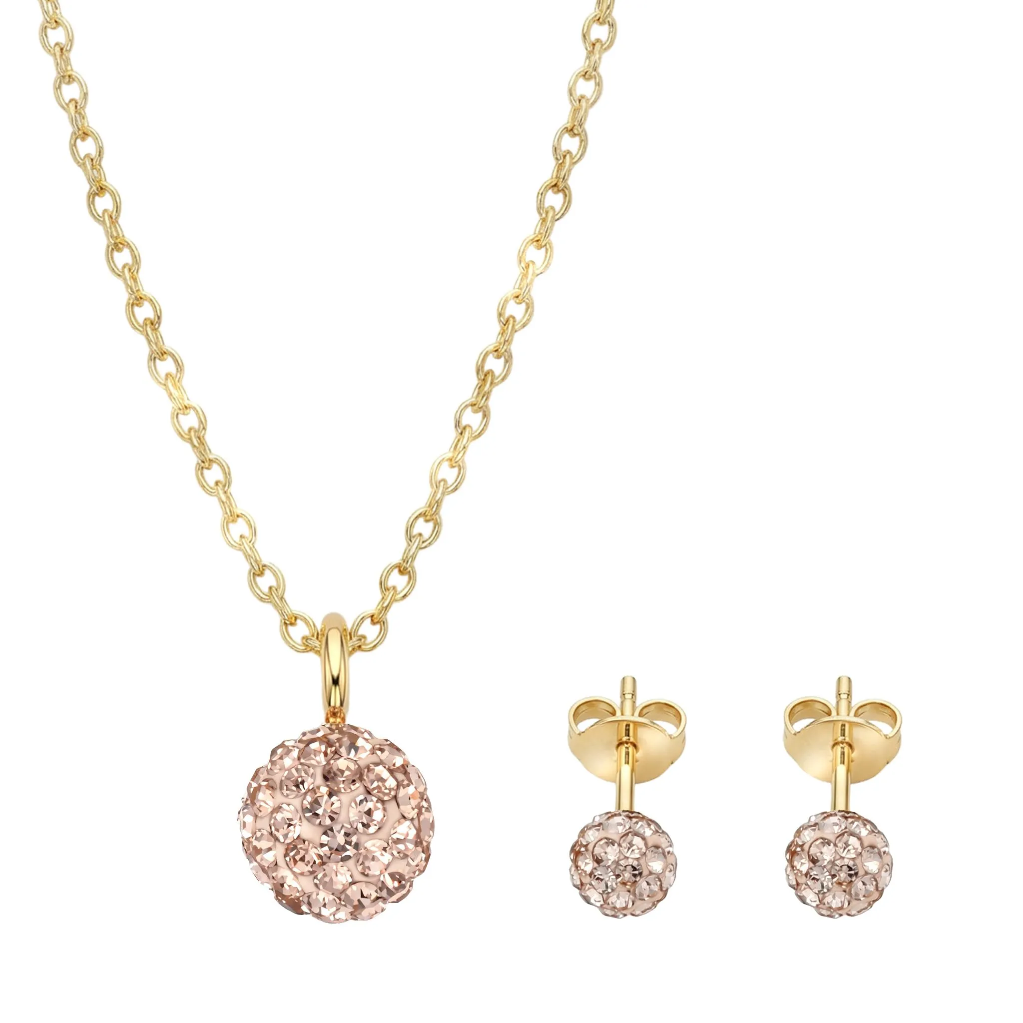 Sofia Milani - Set di 2 collane e orecchini da donna in argento 925 - Placcato oro - Con pietre di zircone - Motivo disco a sfera - immagine 1