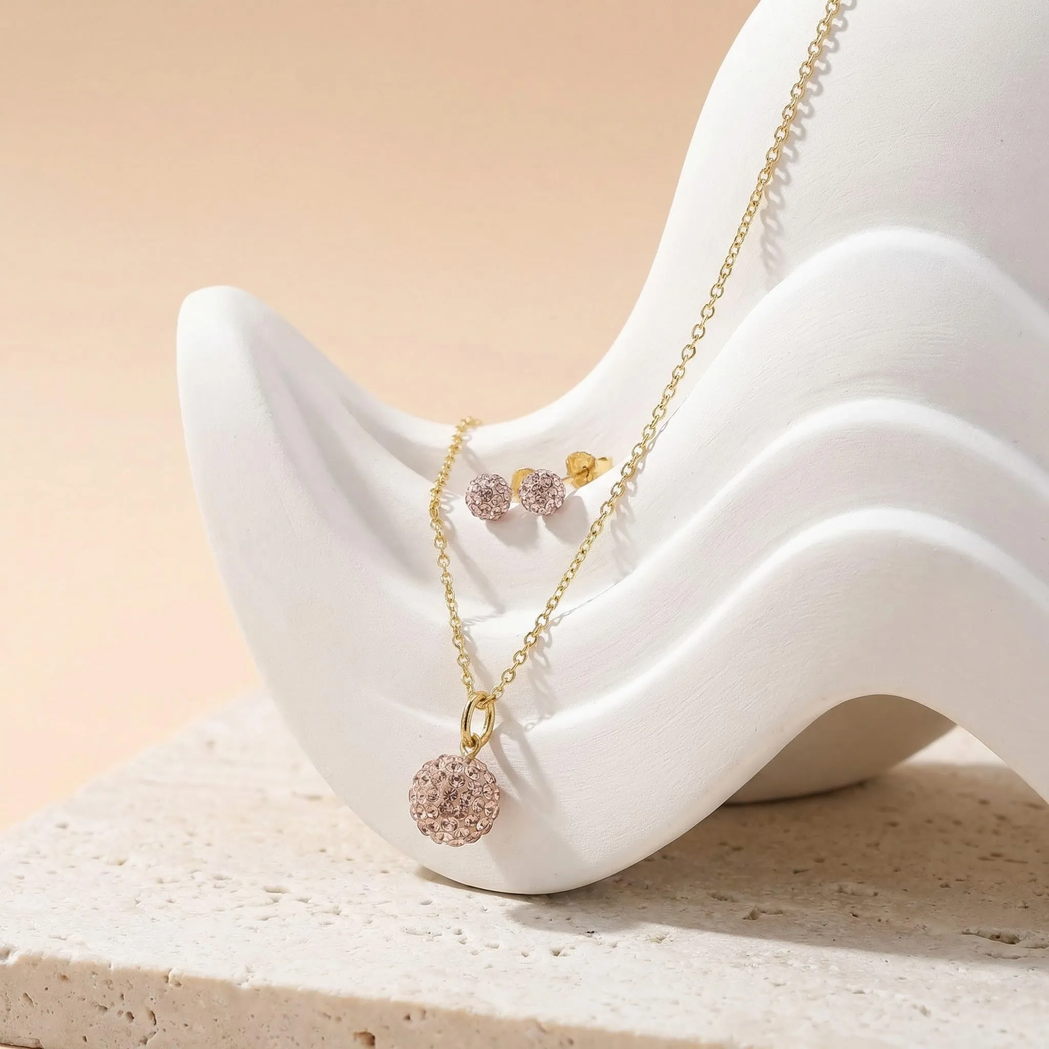 Sofia Milani - Set di 2 collane e orecchini da donna in argento 925 - Placcato oro - Con pietre di zircone - Motivo disco a sfera - immagine 7