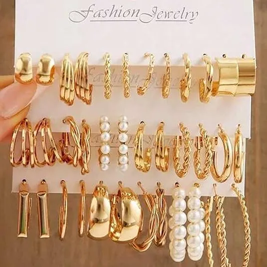 18 Paia Orecchini Oro Donna Set,Orecchini Oro Set,Sets Orecchine Anallergici Donna Oros, Zircone Sintetico Scintillante, Un Gioiello Elegante da Regalare, Perfetto per Mamme, Mogli O Fidanzate/B - immagine 3