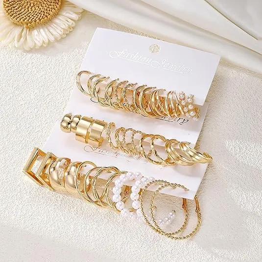 18 Paia Orecchini Oro Donna Set,Orecchini Oro Set,Sets Orecchine Anallergici Donna Oros, Zircone Sintetico Scintillante, Un Gioiello Elegante da Regalare, Perfetto per Mamme, Mogli O Fidanzate/B - immagine 6
