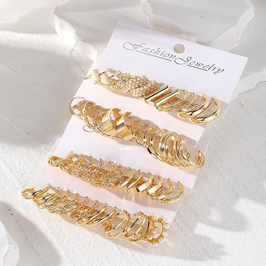 24 Paia Orecchini Oro Donna Set,Orecchini Oro Set,Sets Orecchine Anallergici Donna Oros, Zircone Sintetico Scintillante, Un Gioiello Elegante da Regalare, Perfetto per Mamme, Mogli O Fidanzate/C - immagine 5