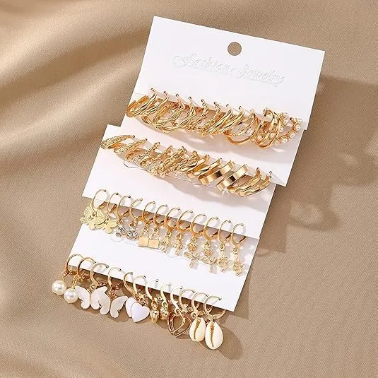 24 Paia Orecchini Oro Donna Set,Orecchini Oro Set,Sets Orecchine Anallergici Donna Oros, Zircone Sintetico Scintillante, Un Gioiello Elegante da Regalare, Perfetto per Mamme, Mogli O Fidanzate/D - immagine 5