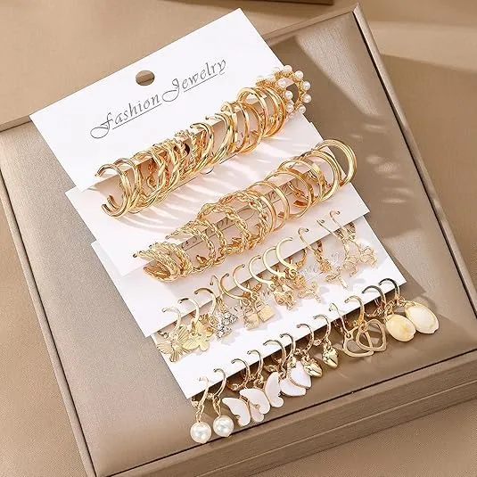 24 Paia Orecchini Oro Donna Set,Orecchini Oro Set,Sets Orecchine Anallergici Donna Oros, Zircone Sintetico Scintillante, Un Gioiello Elegante da Regalare, Perfetto per Mamme, Mogli O Fidanzate/D - immagine 6