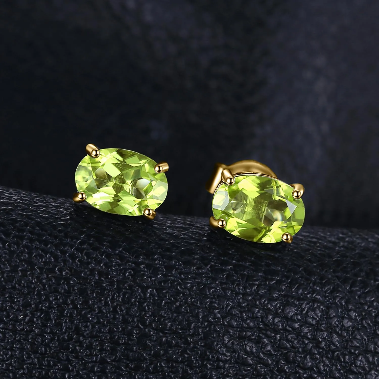 JewelryPalace Orecchini a Bottone in placcato 14K Donna con Pietre Naturali: Ametista Viola, Topazio Azzurro, Citrino, Granato, Zirconia cubica color peridoto - Stud Orecchini a Lobo in Tre Ori con - immagine 3