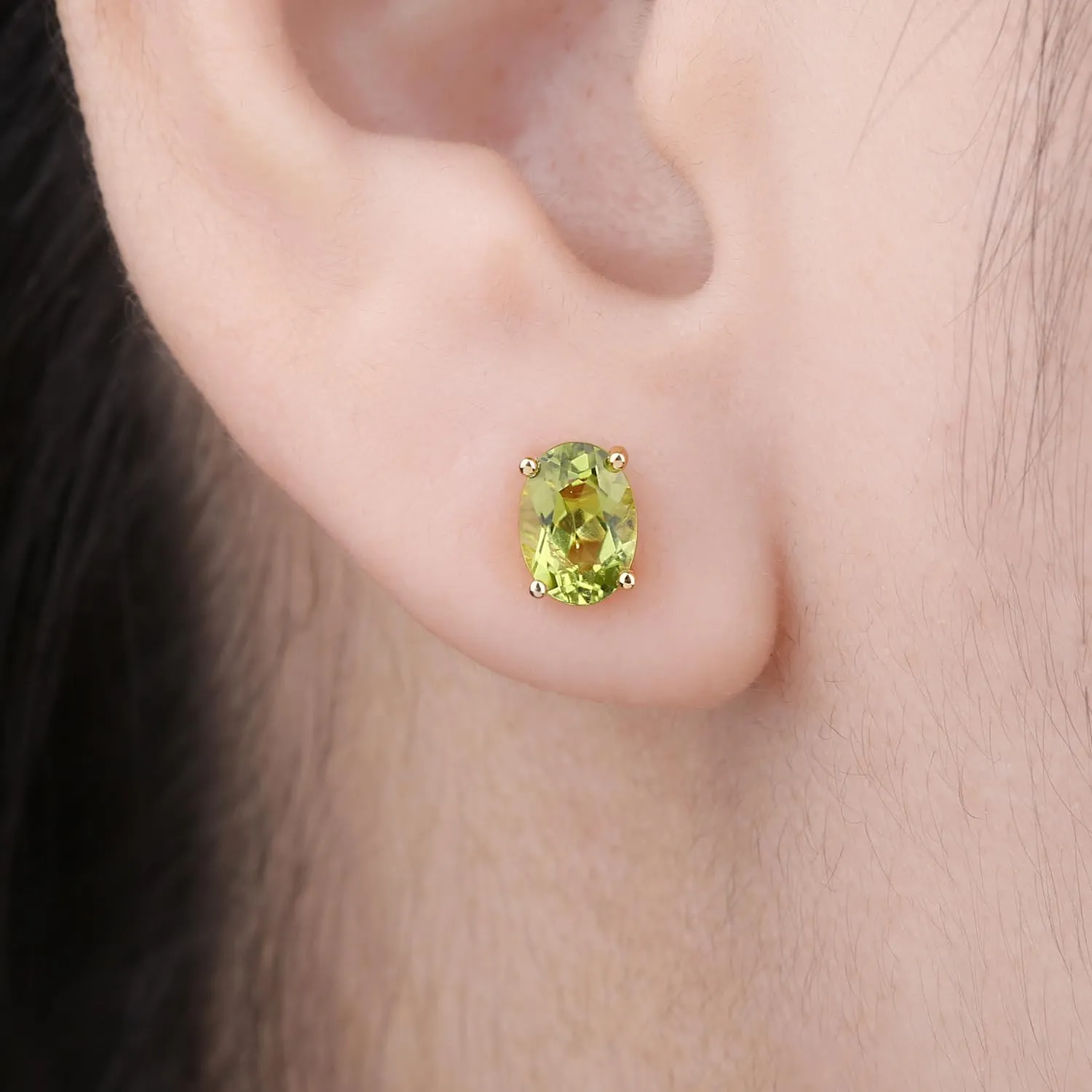 JewelryPalace Orecchini a Bottone in placcato 14K Donna con Pietre Naturali: Ametista Viola, Topazio Azzurro, Citrino, Granato, Zirconia cubica color peridoto - Stud Orecchini a Lobo in Tre Ori con - immagine 4