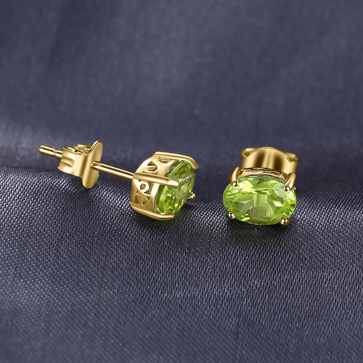 JewelryPalace Orecchini a Bottone in placcato 14K Donna con Pietre Naturali: Ametista Viola, Topazio Azzurro, Citrino, Granato, Zirconia cubica color peridoto - Stud Orecchini a Lobo in Tre Ori con - immagine 5