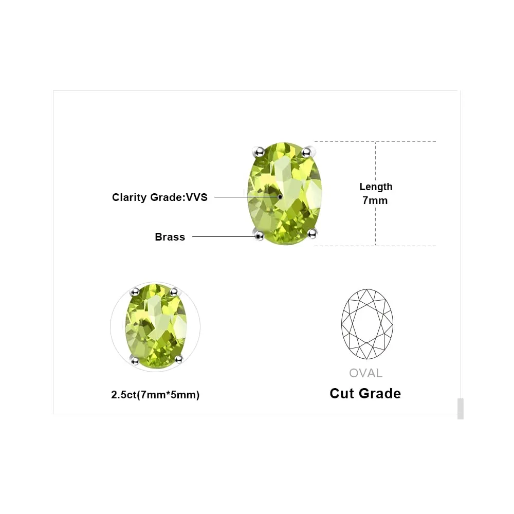 JewelryPalace Ovale 1.8ct Naturale Verde Peridot Birthstone Stud Orecchini Naturale placcato oro bianco 14K - immagine 2