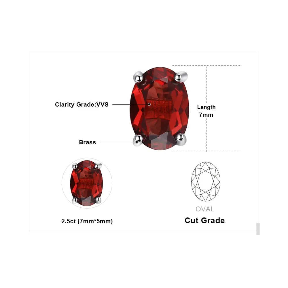 Jewelrypalace, orecchini da donna in oro bianco 14 carati placcato, con zirconia cubica color granato e zirconi ovali - immagine 2