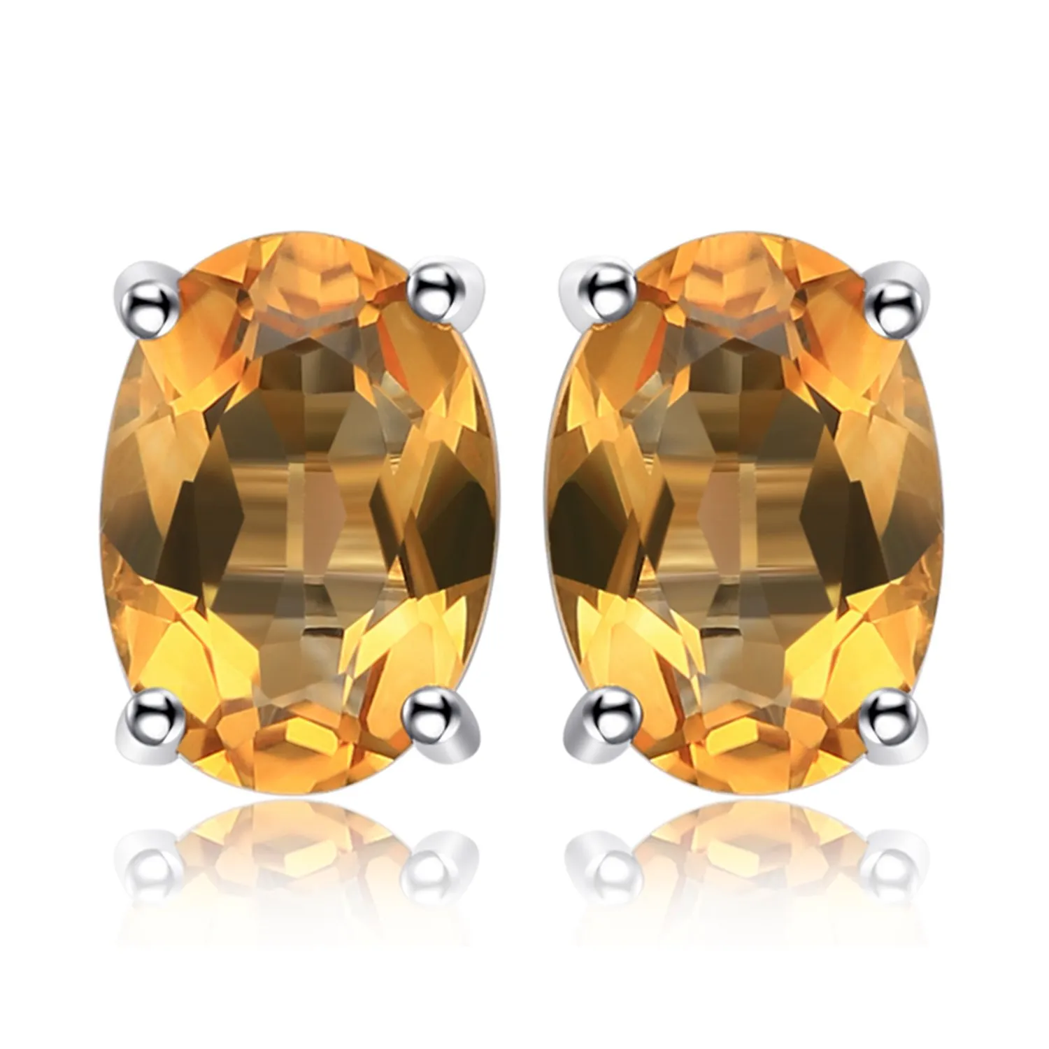 JewelryPalace Ovale 1.4ct Nanocristallo color citrino Birthstone Stud Orecchini Solido placcato oro bianco 14K - immagine 1