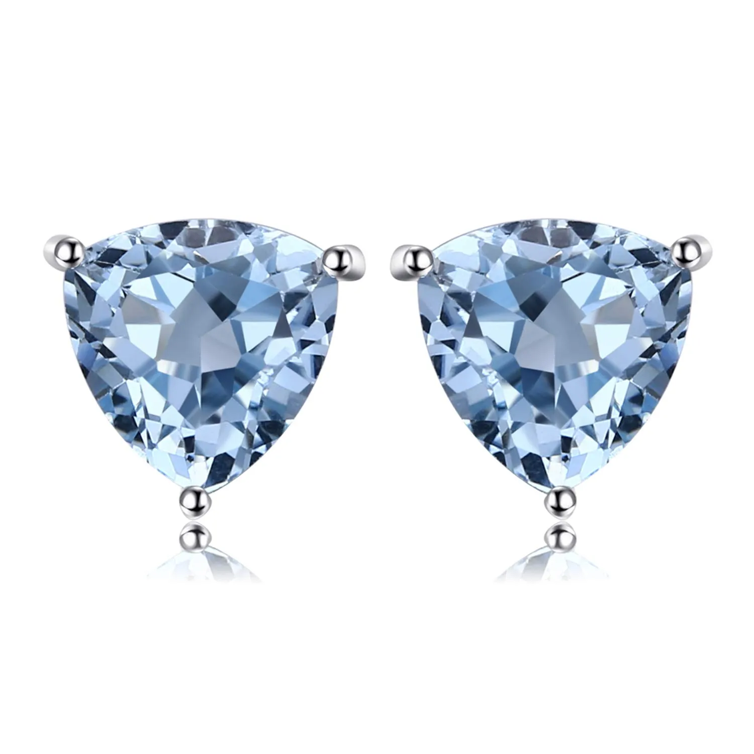JewelryPalace Triangolo 1.9ct Skys Blue Colored Created Spinel Birthstone 14K White Gold Plated Stud Orecchini - immagine 1