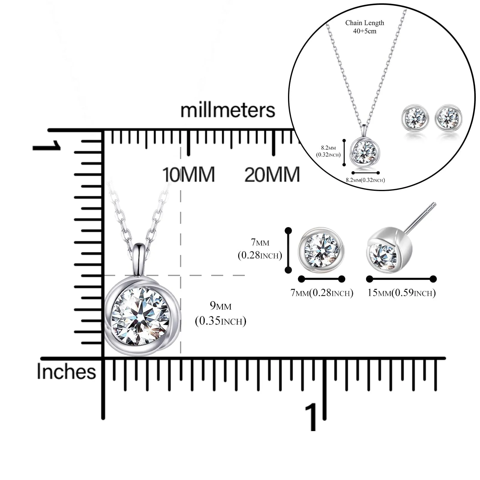 immobird Collana Orecchini Donna Set in Argento Sterling 925 di Rosa Fiore Ciondolo con Pietra Portafortuna Per Festival Regalo - immagine 5