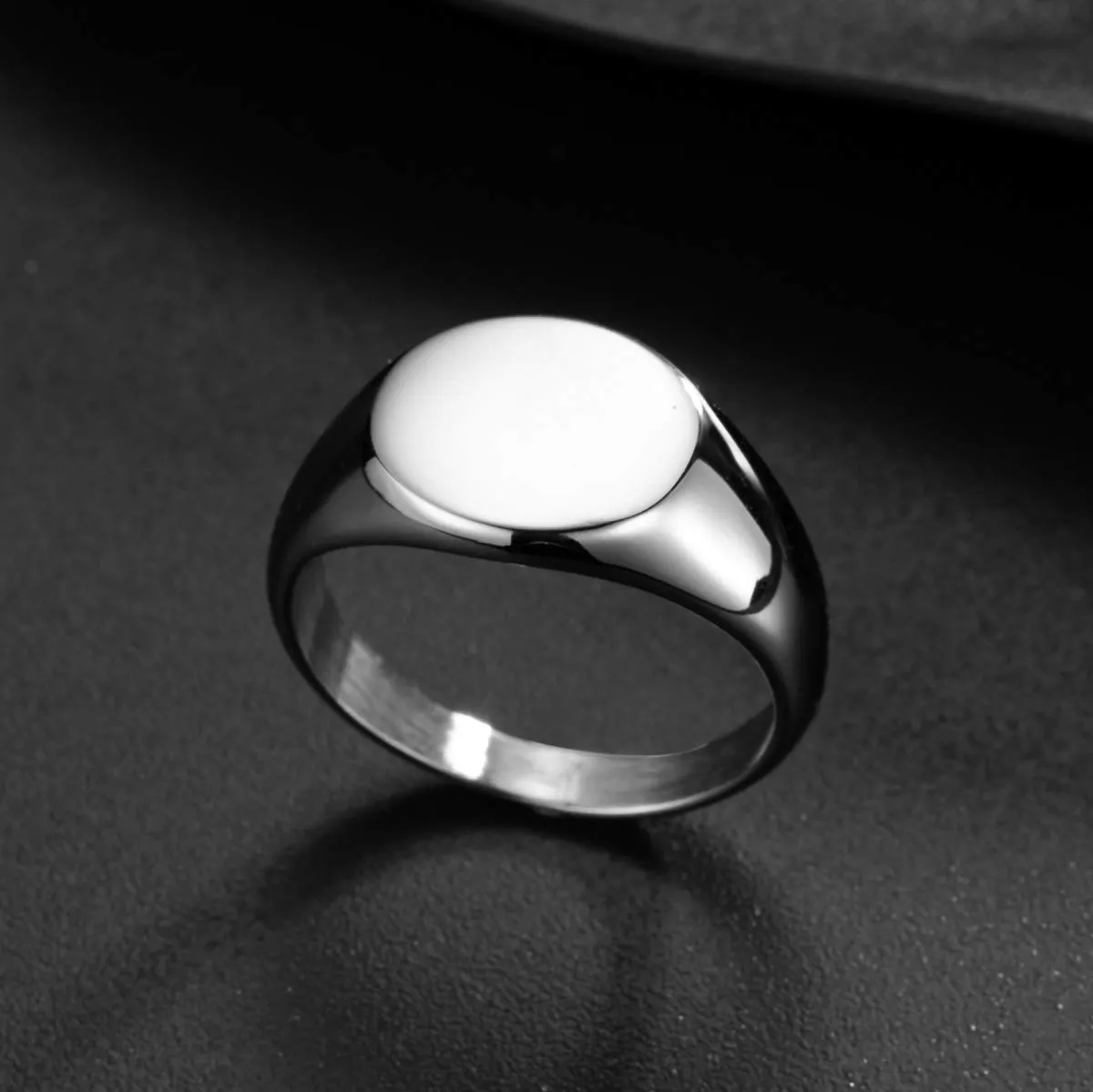 Joliernelle Anello Uomo Donna Lucido in Acciaio Inossidabile Gioielli Unisex Anello Sigillo Personalizzato Taglia 14 - immagine 3