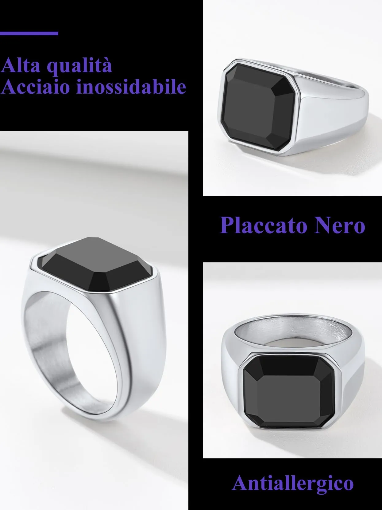 Richsteel Anello Big Finger Uomini, Anello Seal Taglia 72.2 - immagine 8