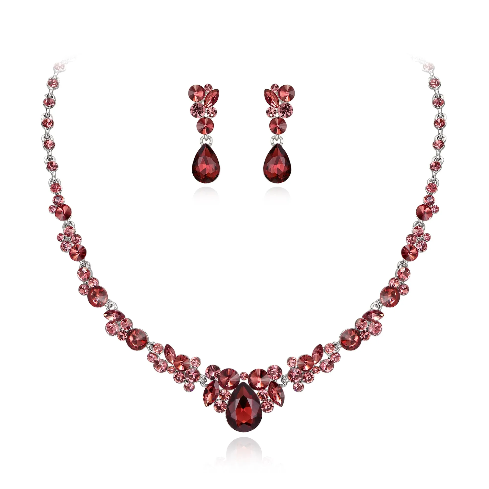 EVER FAITH Set di orecchini da donna con cristalli austriaci, 57 cm - 63 cm (Halskette) und 3.7 cm (Ohrringe), cristallo - immagine 1