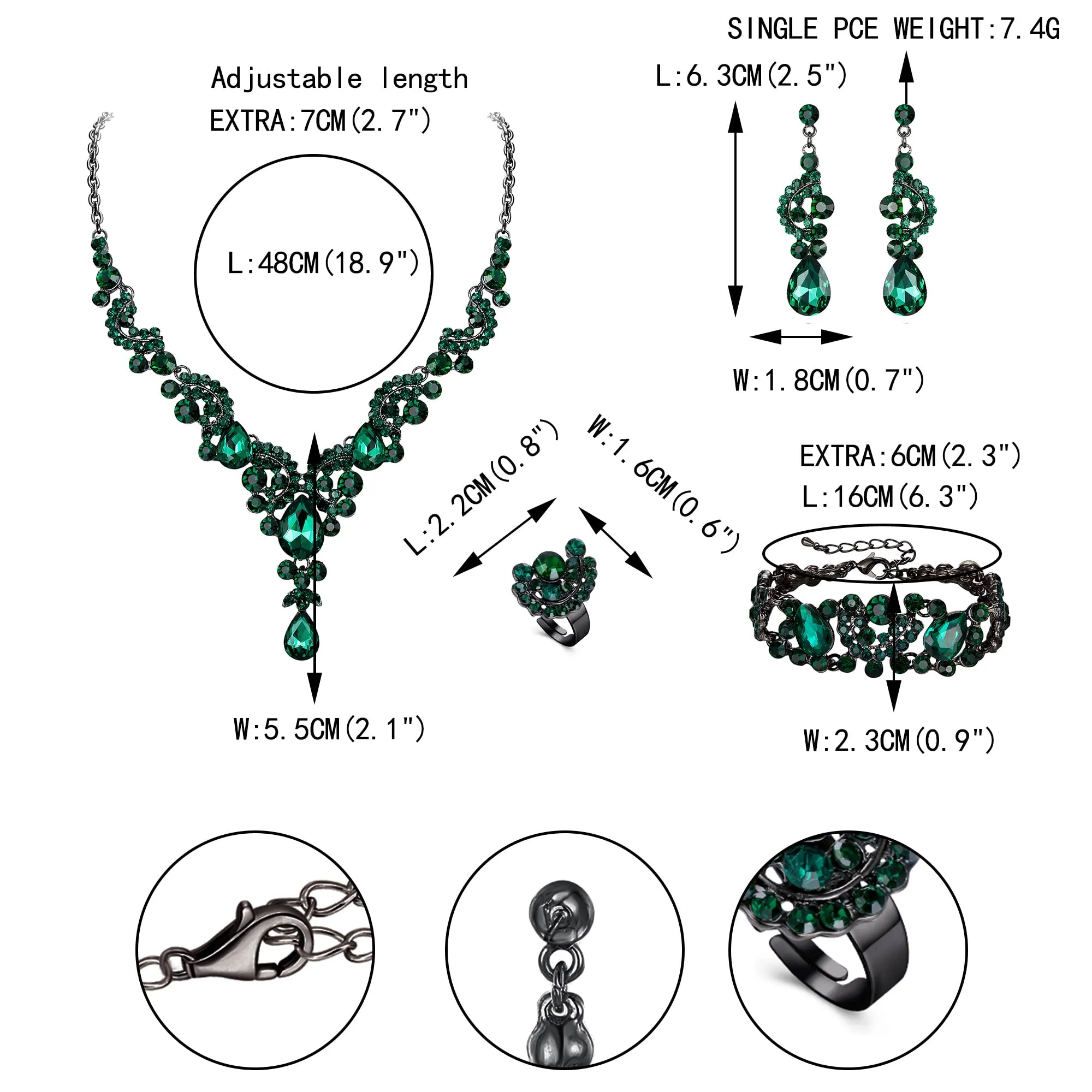 EVER FAITH Set di orecchini a goccia di strass di cristallo nozze fiore albero, - immagine 5