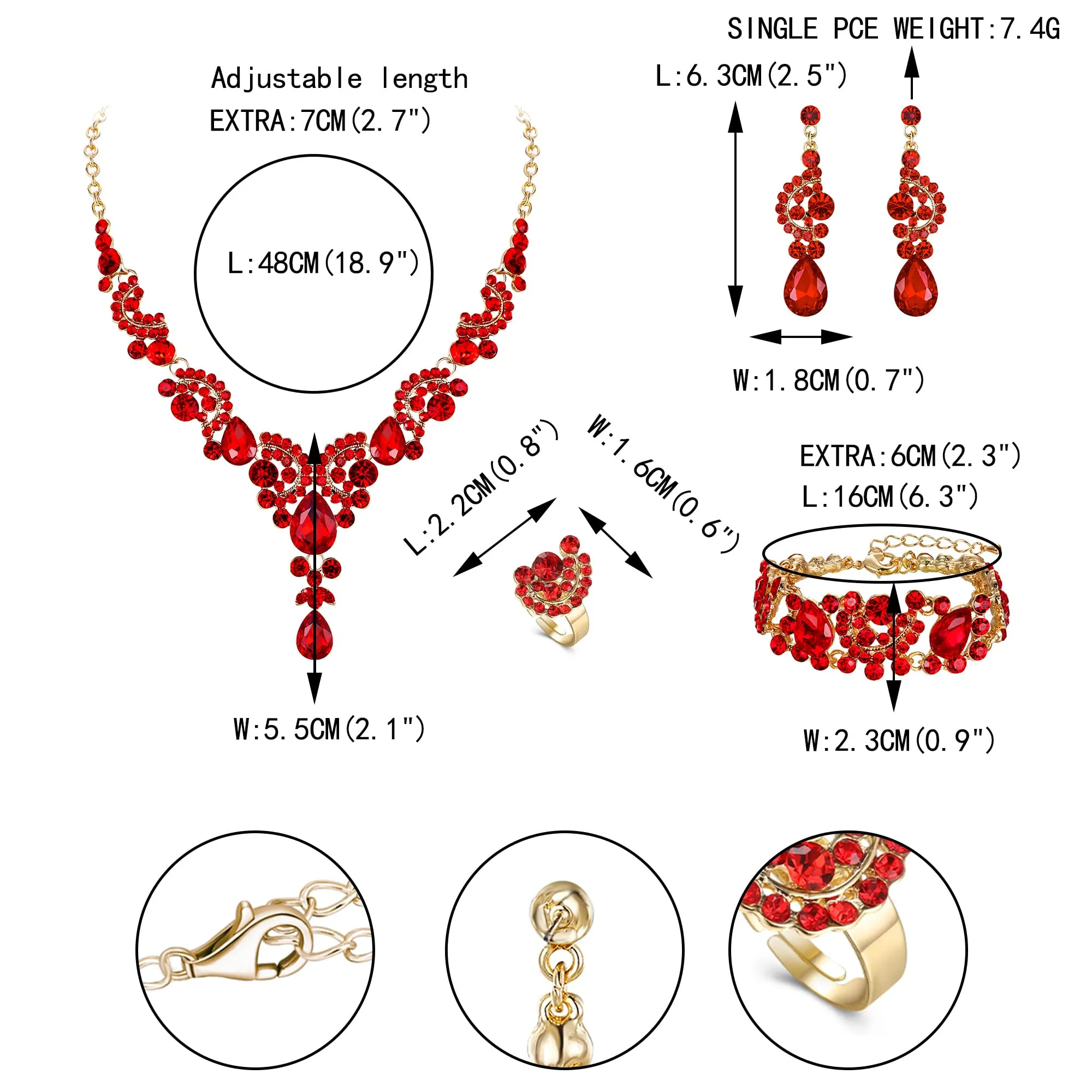 EVER FAITH Set di orecchini a goccia di strass di cristallo nozze fiore albero, - immagine 5