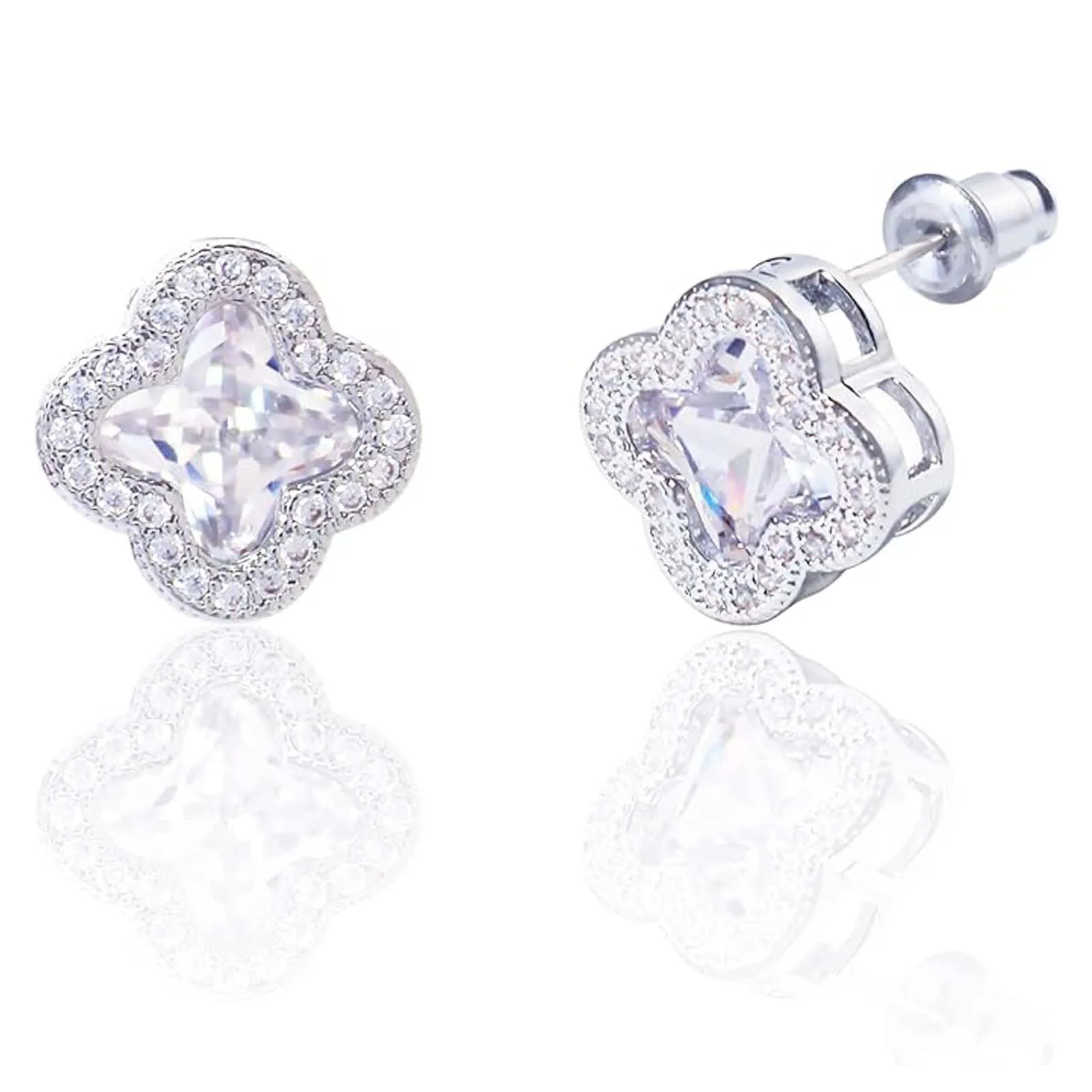 Gkaopi Parure Gioielli di Quadrifogli Fortunato da Donna Cristalli Collana con Ciondolo e Orecchini Set Delicati Quadrifoglio Gioielli per Compleanno San Valentino - immagine 2