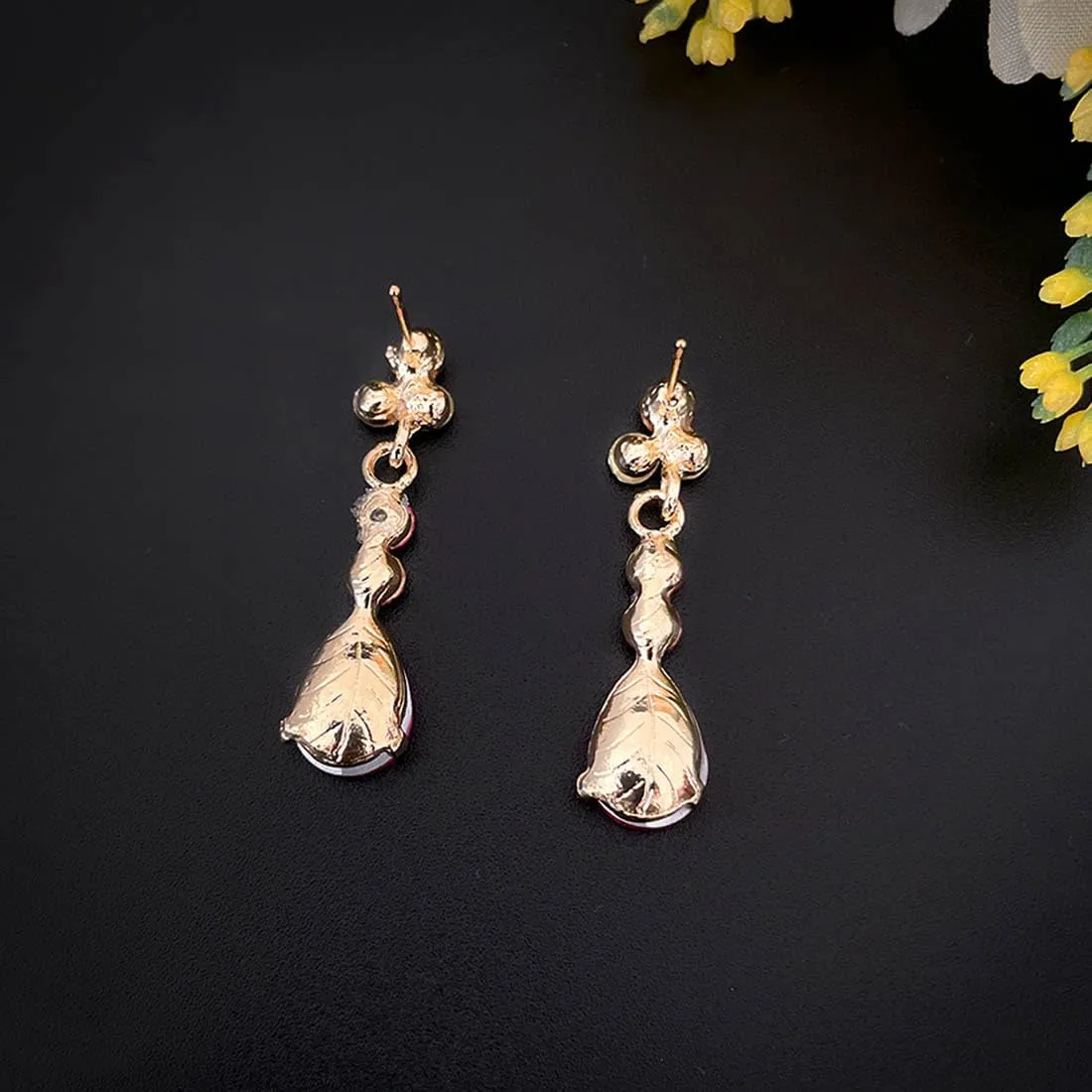 Prosy Bride Strass Collana e Orecchini Set Collana di Cristallo Bridal Party Wedding Jewelry Set per le Donne e le Ragazze (Rosso rosa) - immagine 6