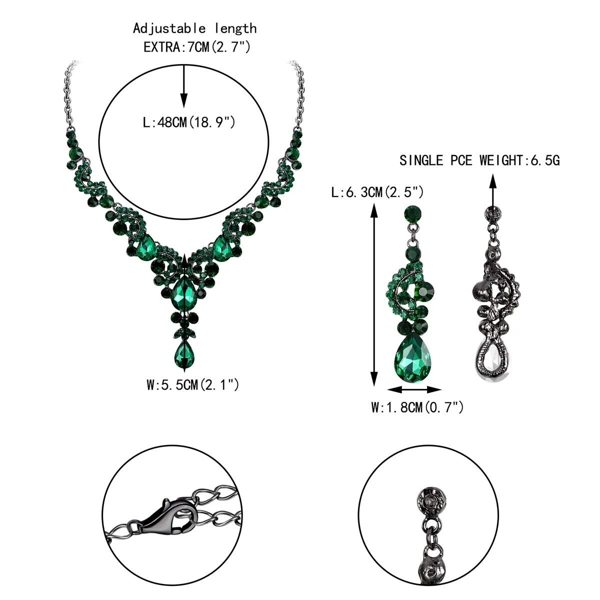 EVER FAITH Set di orecchini a goccia di strass di cristallo nozze fiore albero, - immagine 4