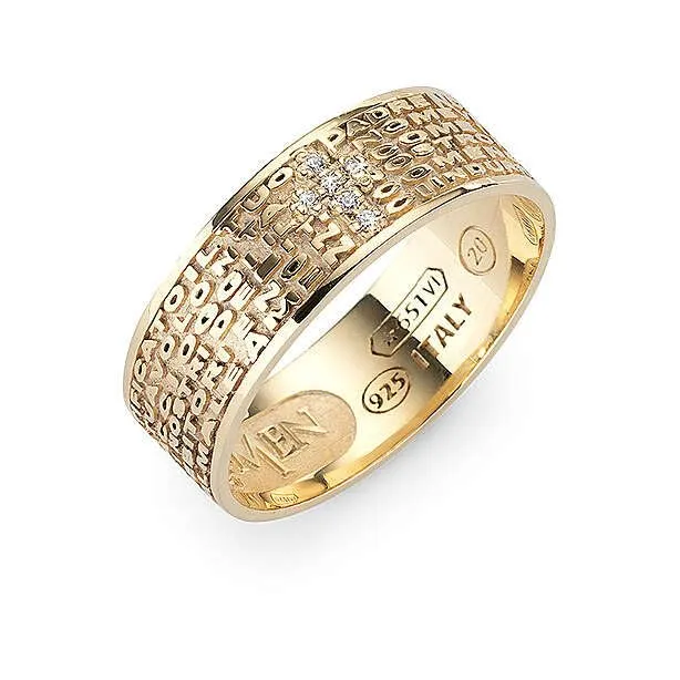 Holyart Anello Padre Nostro Croce zirconata Amen Argento 925 Fin. Dorata, 18 mm (0.71 INC.) - EU/IT 17 - immagine 1