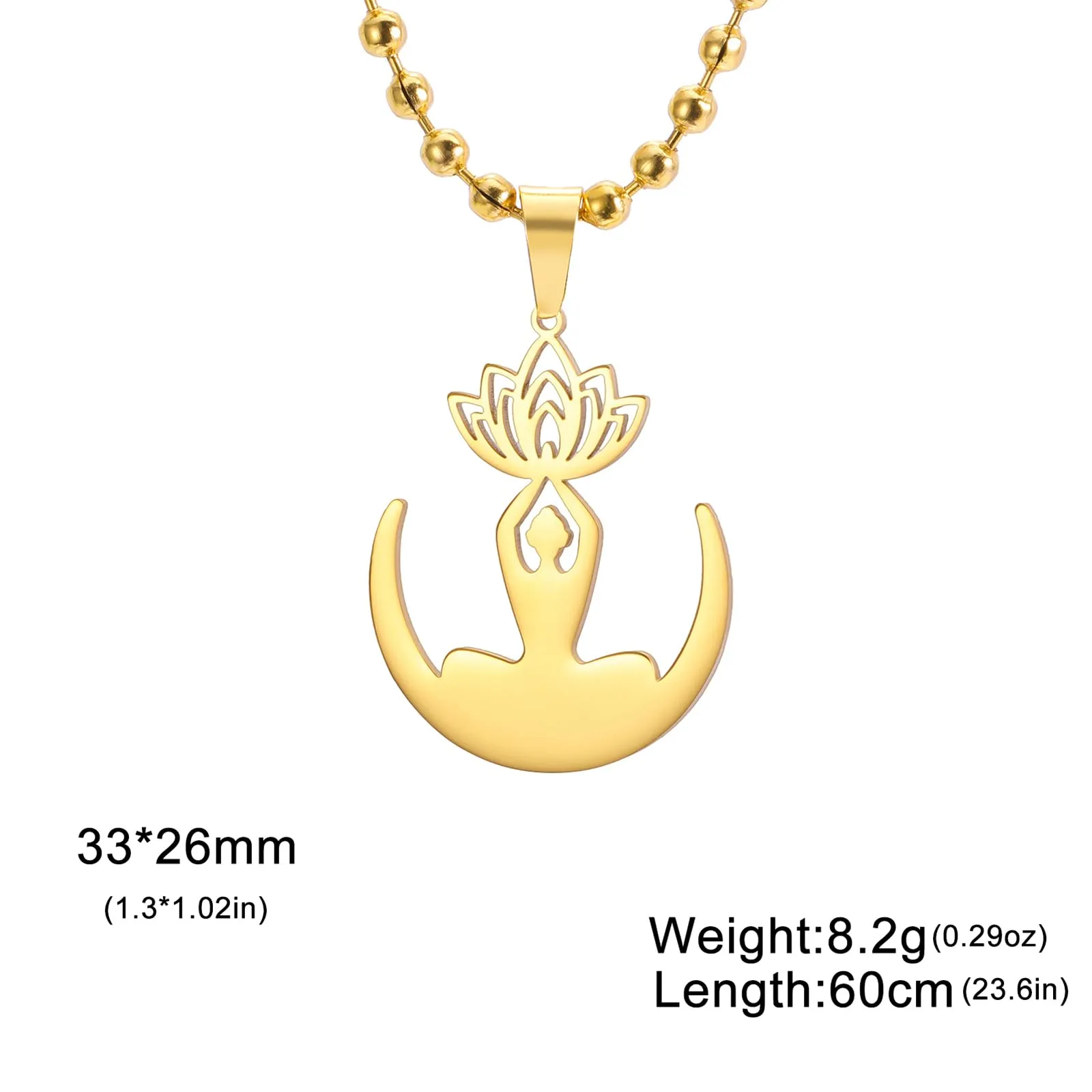 VASSAGO Collana da donna con ciondolo a forma di fiore di loto con Buddha, in acciaio inossidabile, con simbolo unalome, amuleto, gioielli religiosi, Misura unica, Acciaio inossidabile, Nessuna pietra - immagine 6