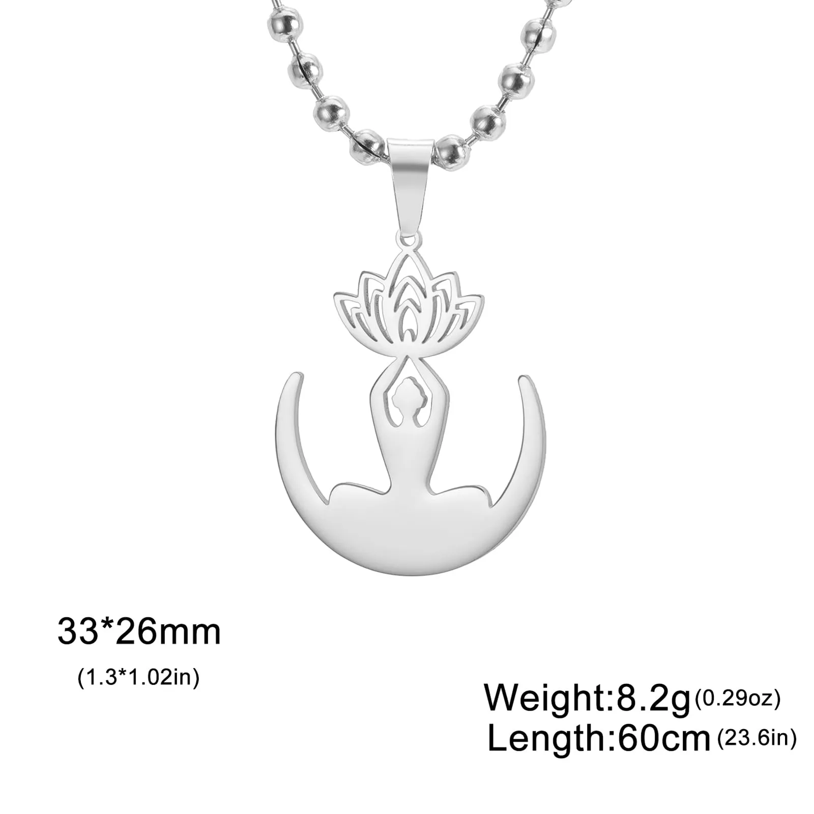 VASSAGO Collana da donna con ciondolo a forma di fiore di loto con Buddha, in acciaio inossidabile, con simbolo unalome, amuleto, gioielli religiosi, Misura unica, Acciaio inossidabile, Nessuna pietra - immagine 6
