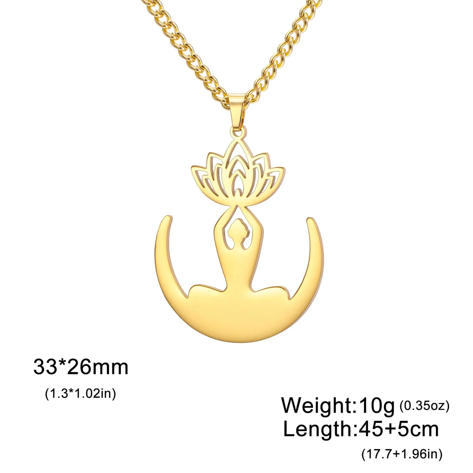 VASSAGO Collana da donna con ciondolo a forma di fiore di loto con Buddha, in acciaio inossidabile, con simbolo unalome, amuleto, gioielli religiosi, Misura unica, Acciaio inossidabile, Nessuna pietra - immagine 6