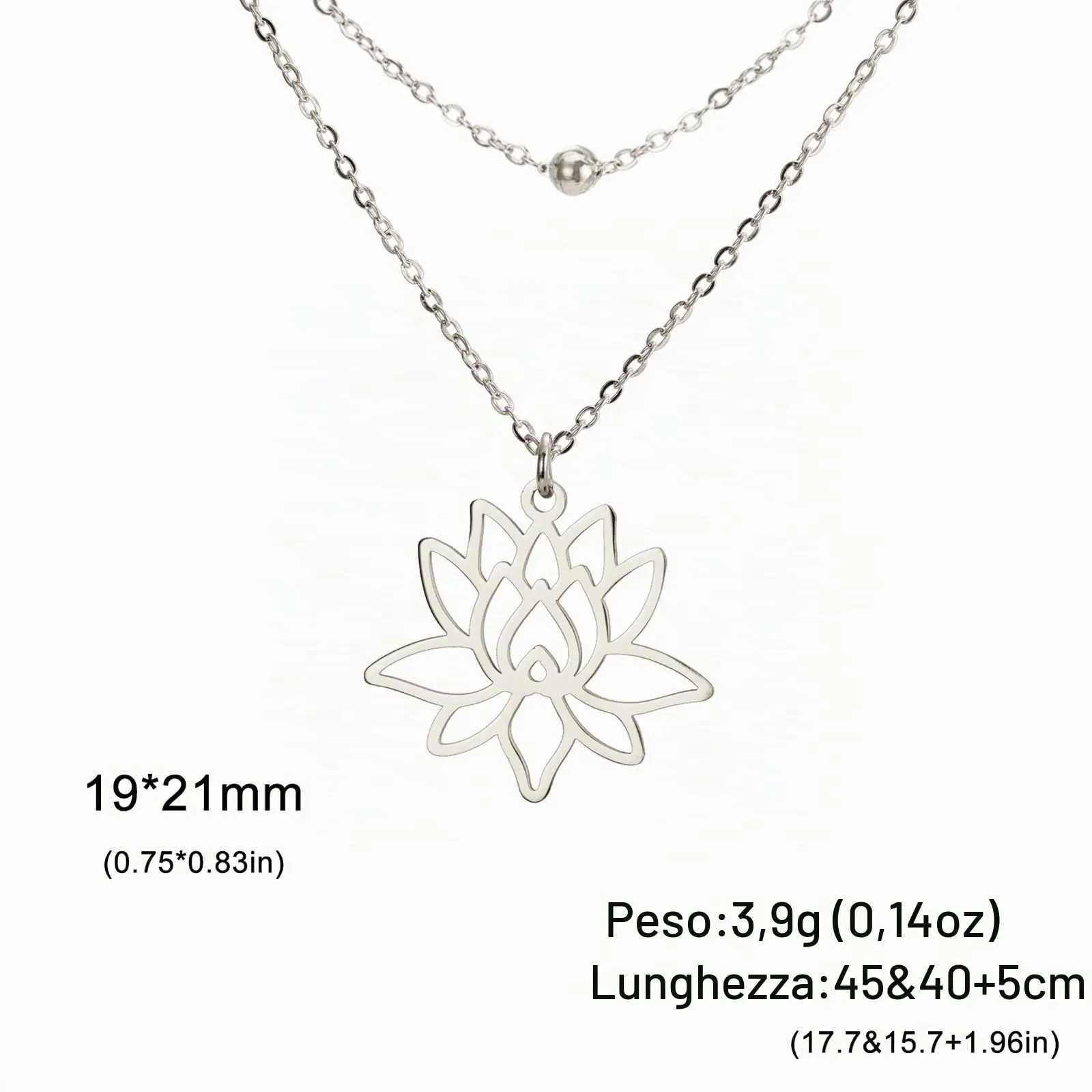 VASSAGO Collana da donna con ciondolo a forma di fiore di loto con Buddha, in acciaio inossidabile, con simbolo unalome, amuleto, gioielli religiosi, Misura unica, Acciaio inossidabile, Nessuna pietra - immagine 6