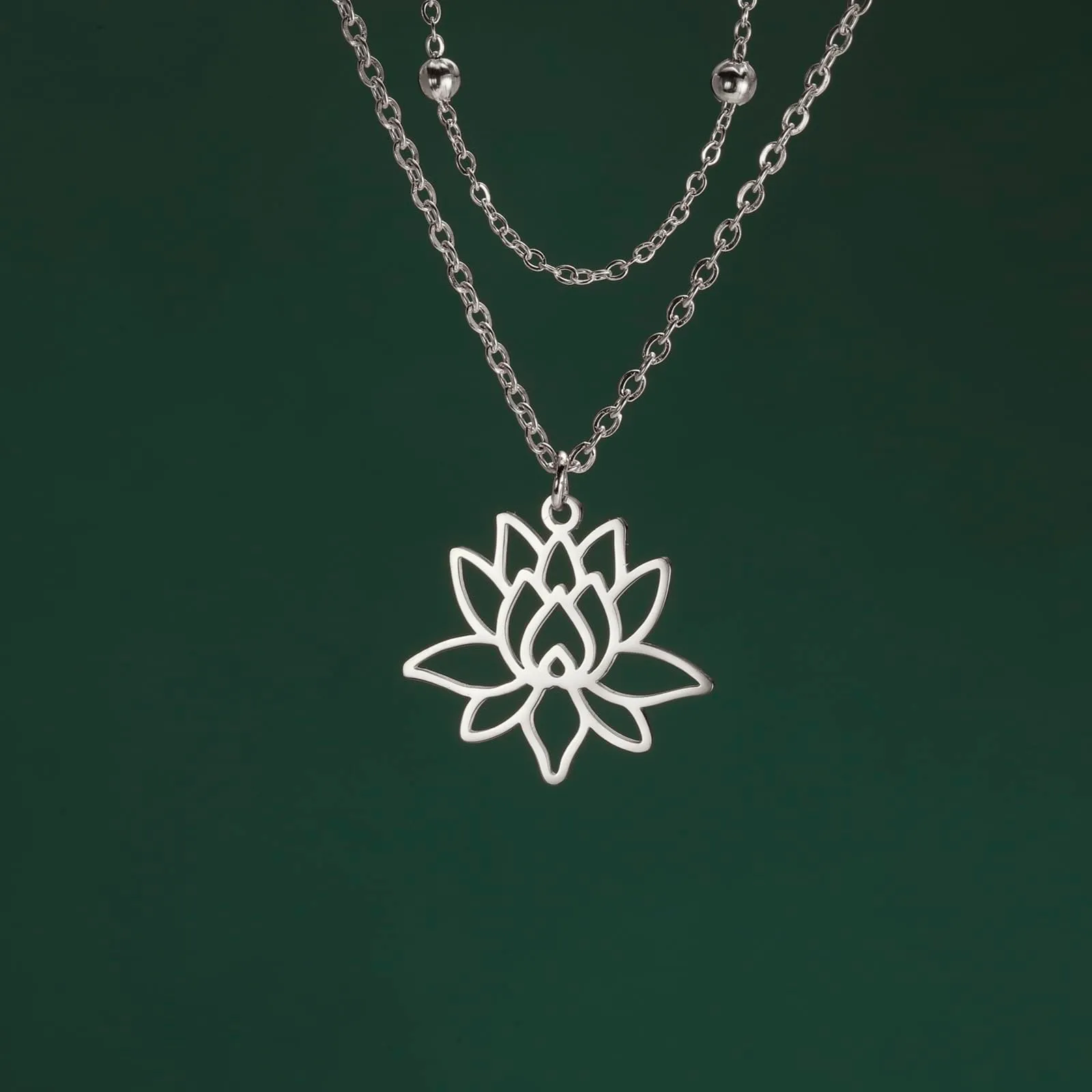 VASSAGO Collana da donna con ciondolo a forma di fiore di loto con Buddha, in acciaio inossidabile, con simbolo unalome, amuleto, gioielli religiosi, Misura unica, Acciaio inossidabile, Nessuna pietra - immagine 8