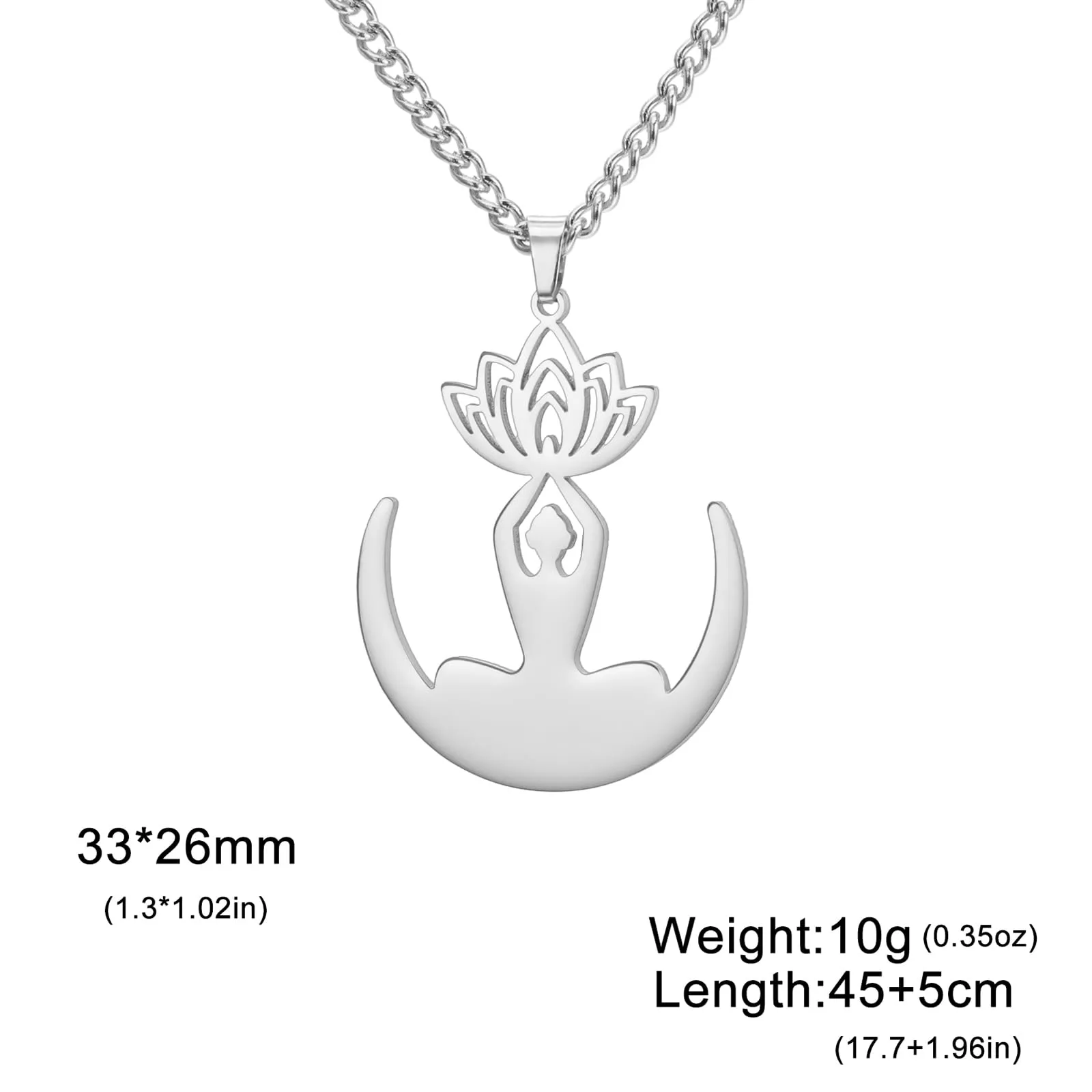 VASSAGO Collana da donna con ciondolo a forma di fiore di loto con Buddha, in acciaio inossidabile, con simbolo unalome, amuleto, gioielli religiosi, Misura unica, Acciaio inossidabile, Nessuna pietra - immagine 6