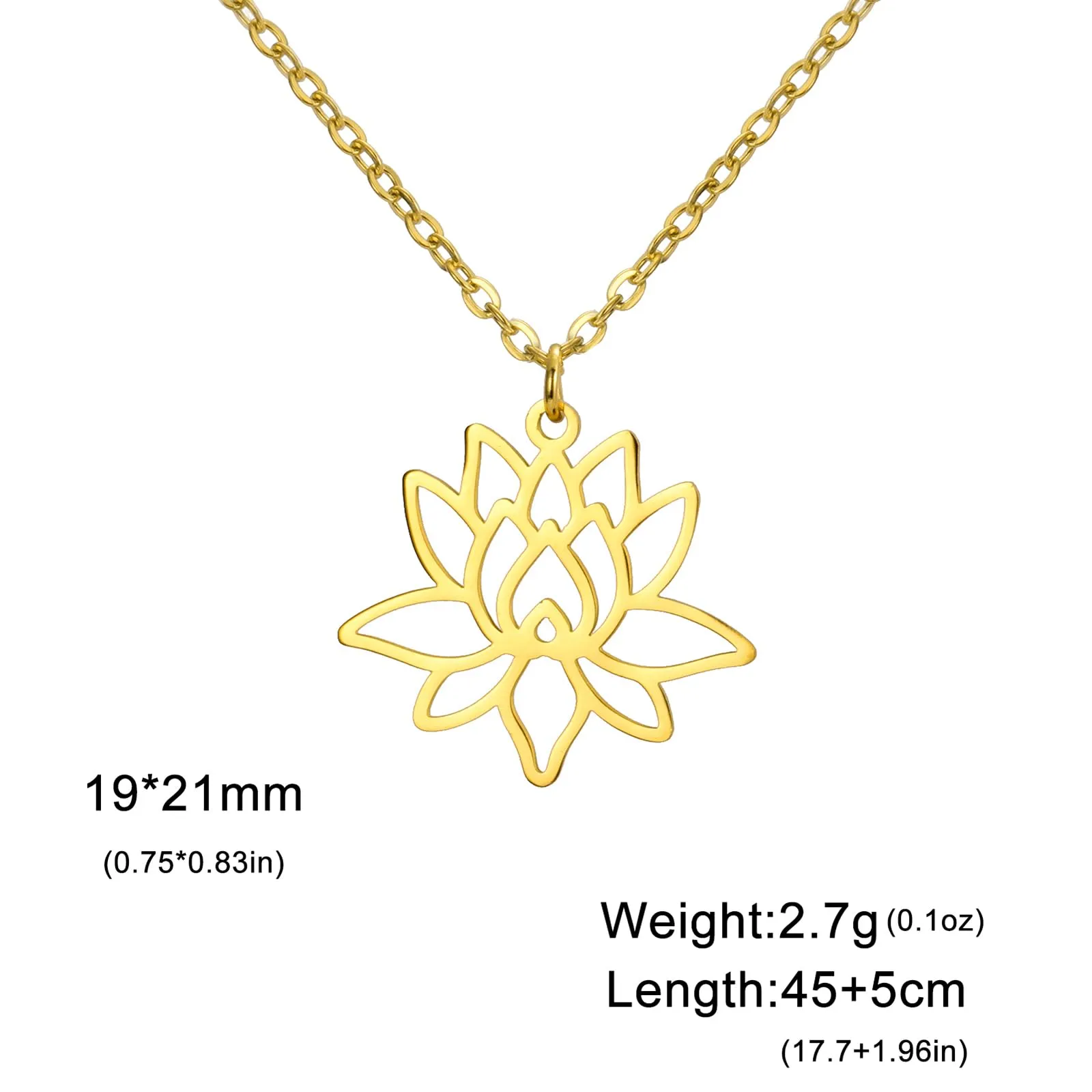 VASSAGO Collana da donna con ciondolo a forma di fiore di loto con Buddha, in acciaio inossidabile, con simbolo unalome, amuleto, gioielli religiosi, Misura unica, Acciaio inossidabile, Nessuna pietra - immagine 6
