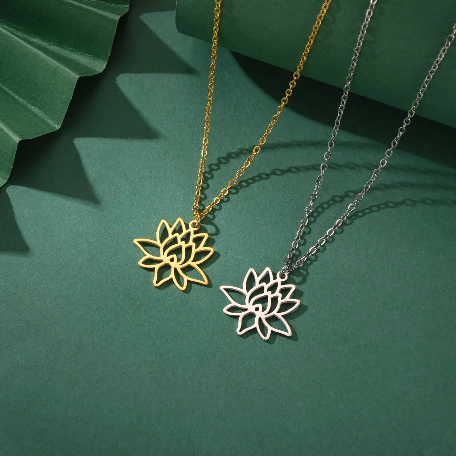 VASSAGO Collana da donna con ciondolo a forma di fiore di loto con Buddha, in acciaio inossidabile, con simbolo unalome, amuleto, gioielli religiosi, Misura unica, Acciaio inossidabile, Nessuna pietra - immagine 9
