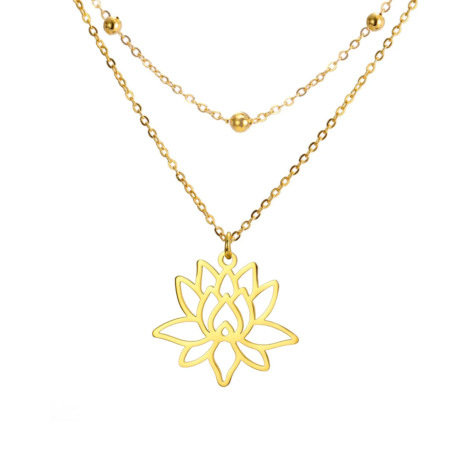 Ciondolo VASSAGO con simbolo del Buddha e del Loto per Donne, Collana di Guarigione Yoga in Acciaio Inox, Fiore, Ciondolo Buddhista, Amuleto Unalome, Gioiello Religioso, Regolabile - immagine 1