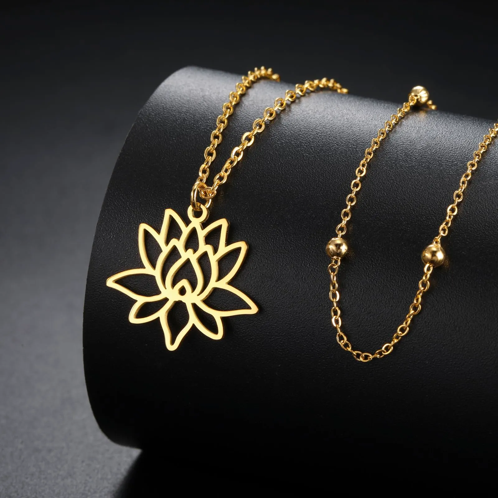 Ciondolo VASSAGO con simbolo del Buddha e del Loto per Donne, Collana di Guarigione Yoga in Acciaio Inox, Fiore, Ciondolo Buddhista, Amuleto Unalome, Gioiello Religioso, Regolabile - immagine 3