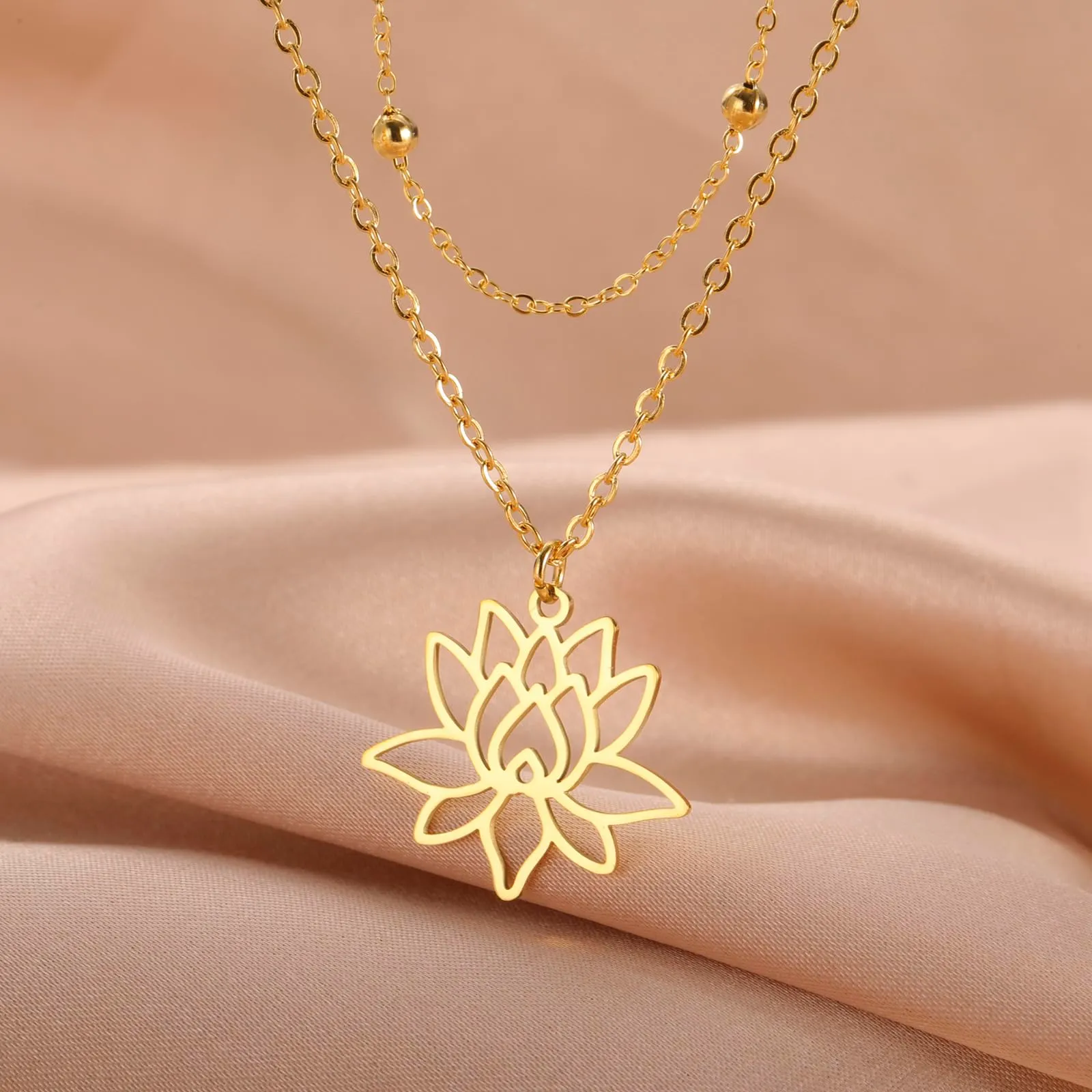 Ciondolo VASSAGO con simbolo del Buddha e del Loto per Donne, Collana di Guarigione Yoga in Acciaio Inox, Fiore, Ciondolo Buddhista, Amuleto Unalome, Gioiello Religioso, Regolabile - immagine 4