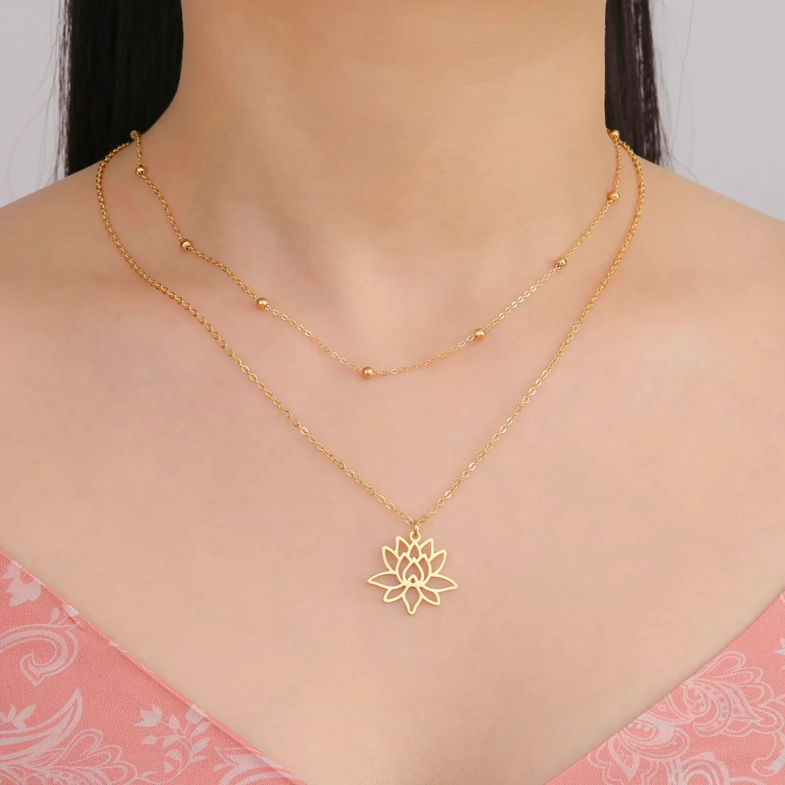 Ciondolo VASSAGO con simbolo del Buddha e del Loto per Donne, Collana di Guarigione Yoga in Acciaio Inox, Fiore, Ciondolo Buddhista, Amuleto Unalome, Gioiello Religioso, Regolabile - immagine 5