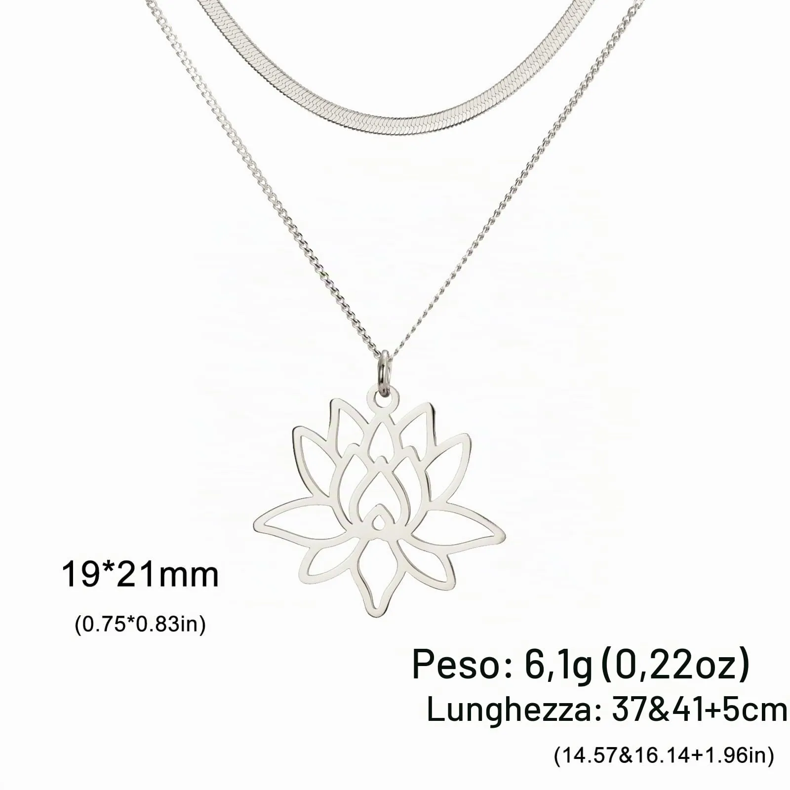 VASSAGO Collana da donna con ciondolo a forma di fiore di loto con Buddha, in acciaio inossidabile, con simbolo unalome, amuleto, gioielli religiosi, One Size, Acciaio inossidabile, Non pietra - immagine 6