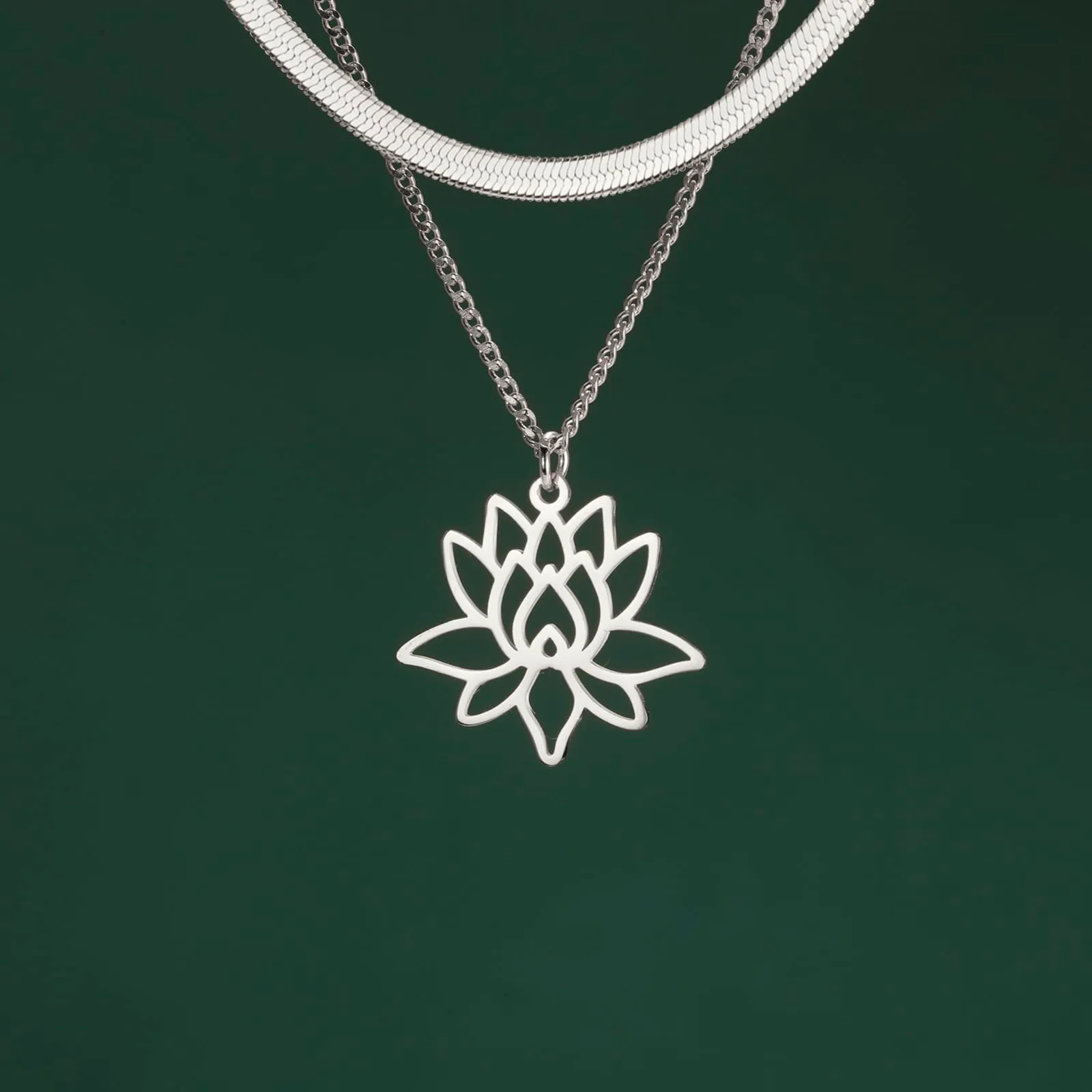 VASSAGO Collana da donna con ciondolo a forma di fiore di loto con Buddha, in acciaio inossidabile, con simbolo unalome, amuleto, gioielli religiosi, One Size, Acciaio inossidabile, Non pietra - immagine 8