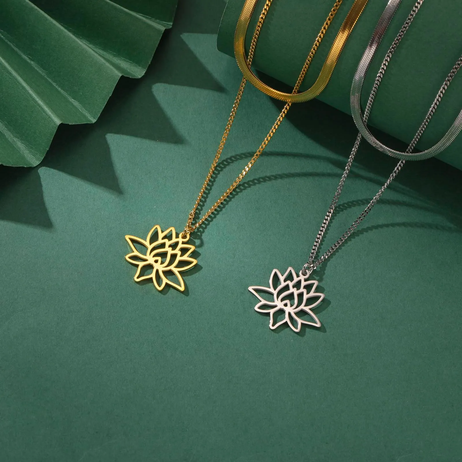 VASSAGO Collana da donna con ciondolo a forma di fiore di loto con Buddha, in acciaio inossidabile, con simbolo unalome, amuleto, gioielli religiosi, One Size, Acciaio inossidabile, Non pietra - immagine 9
