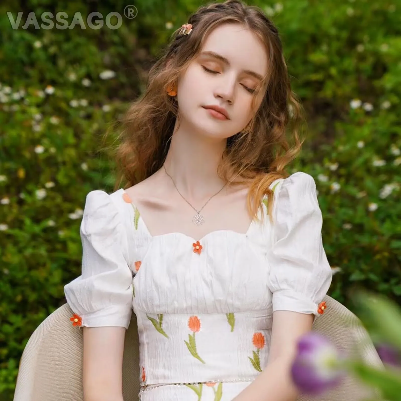 VASSAGO Collana da donna con ciondolo a forma di fiore di loto con Buddha, in acciaio inossidabile, con simbolo unalome, amuleto, gioielli religiosi, Taglia unica, Acciaio inossidabile, Non pietra - immagine 2