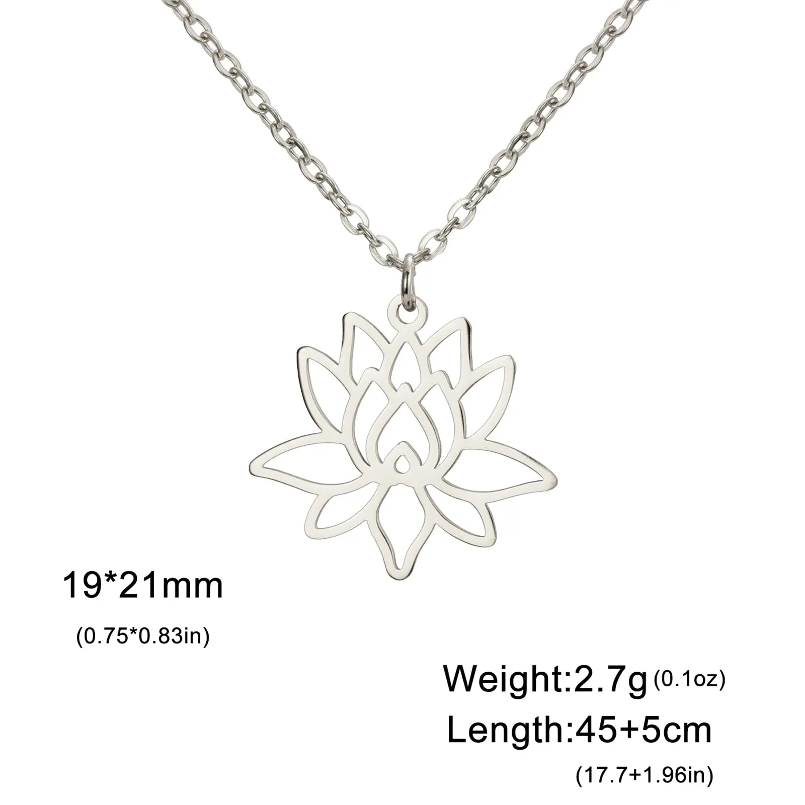 VASSAGO Collana da donna con ciondolo a forma di fiore di loto con Buddha, in acciaio inossidabile, con simbolo unalome, amuleto, gioielli religiosi, Taglia unica, Acciaio inossidabile, Non pietra - immagine 6