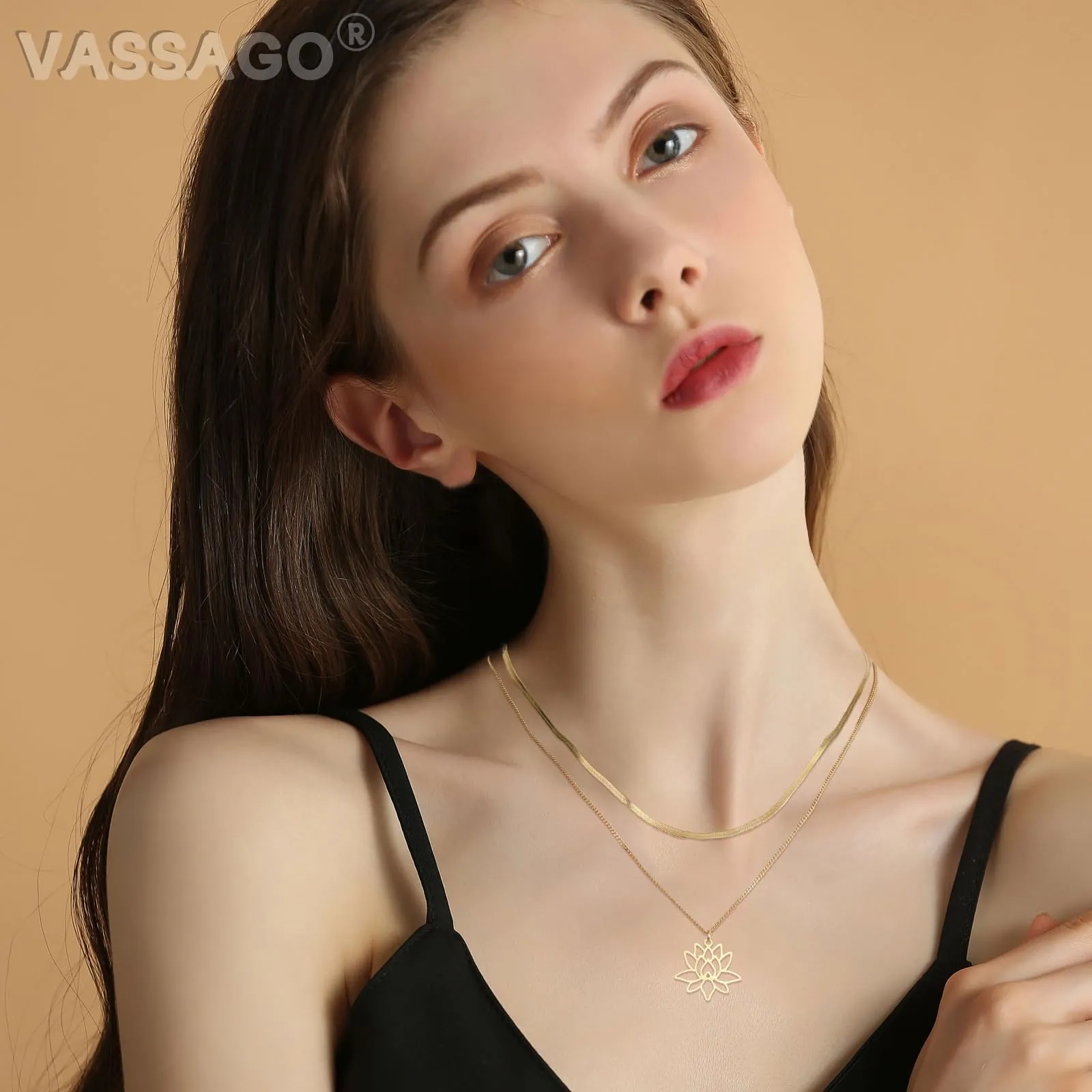 VASSAGO Collana da donna con ciondolo a forma di fiore di loto con Buddha, in acciaio inossidabile, con simbolo unalome, amuleto, gioielli religiosi, Misura unica, Acciaio inossidabile, Nessuna pietra - immagine 2